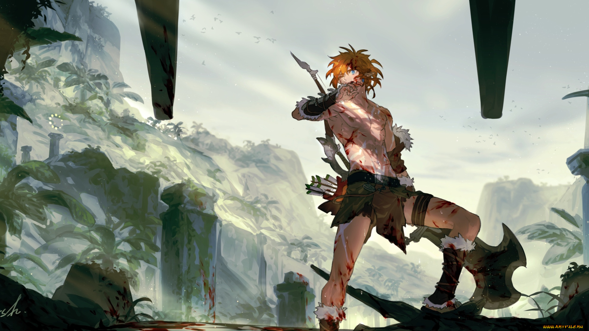 видео, игры, the, legend, of, zelda, линк, оружие, кровь, скалы