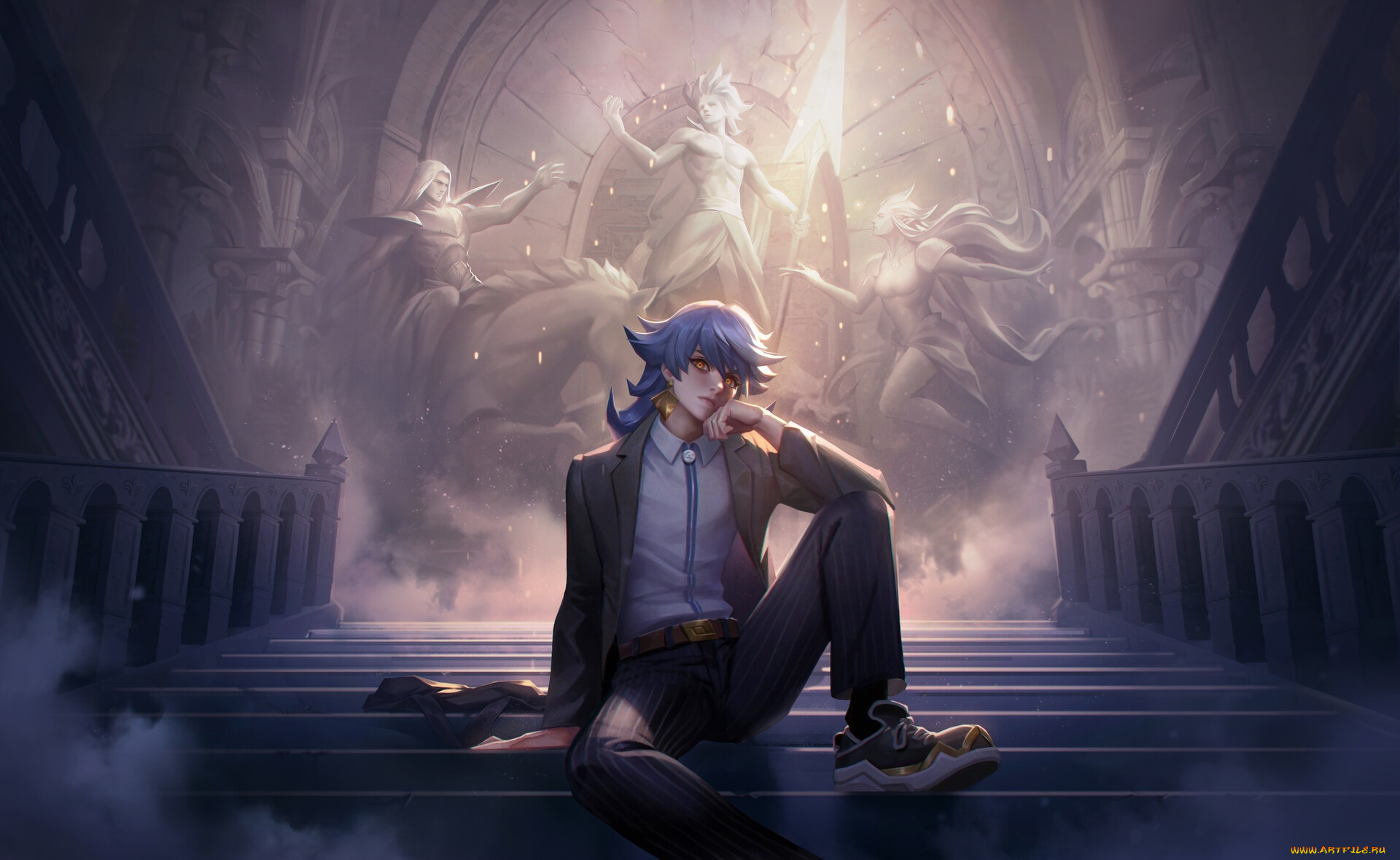 видео, игры, arena, of, valor, парень, лестница