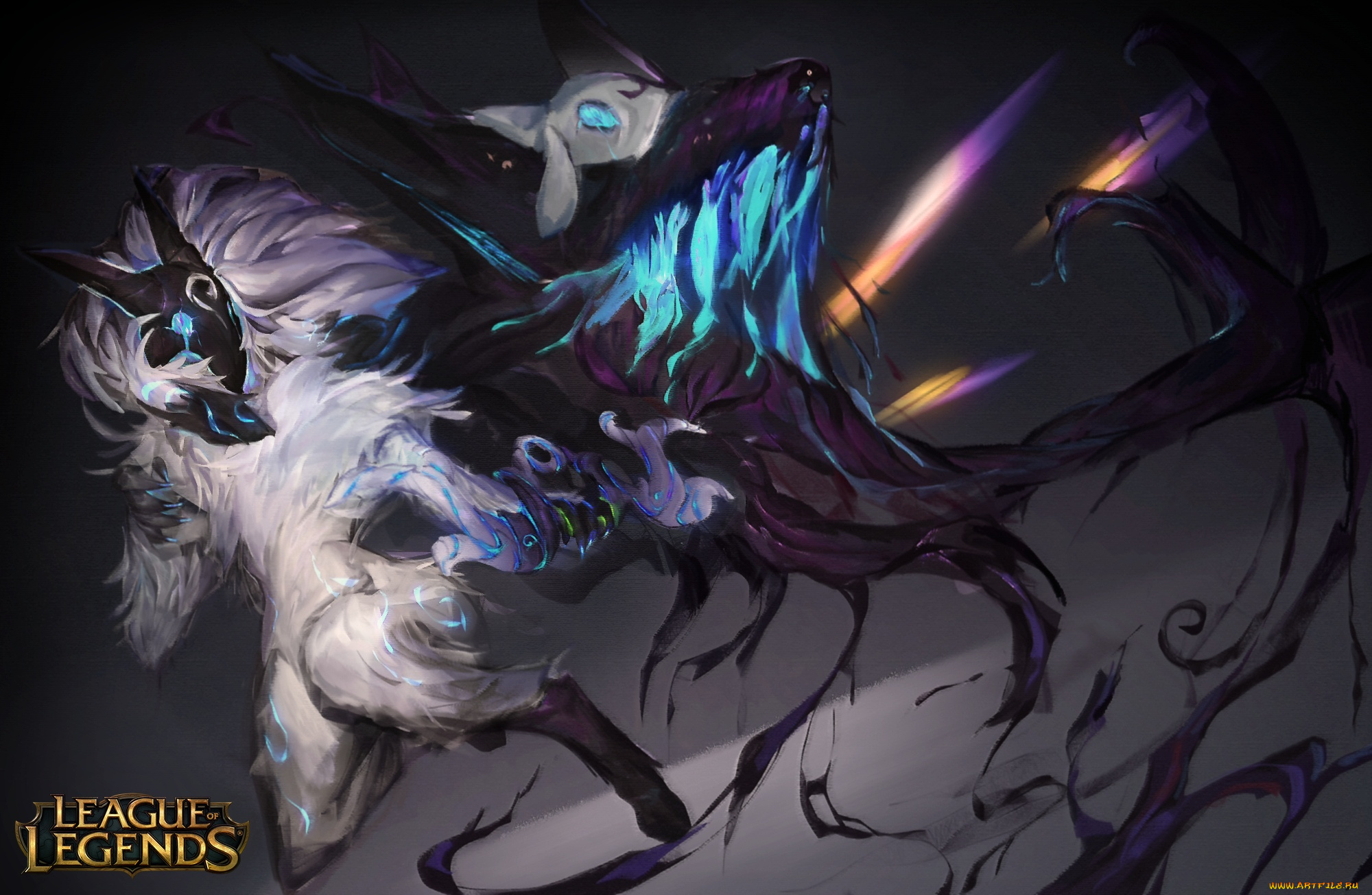 видео, игры, league, of, legends, kindred, маска, они, дух, девушка