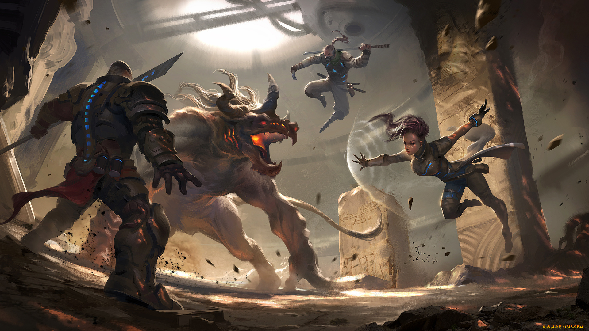 фэнтези, иные, миры, , иные, времена, существо, люди, девушка, мужчины, униформа, бой