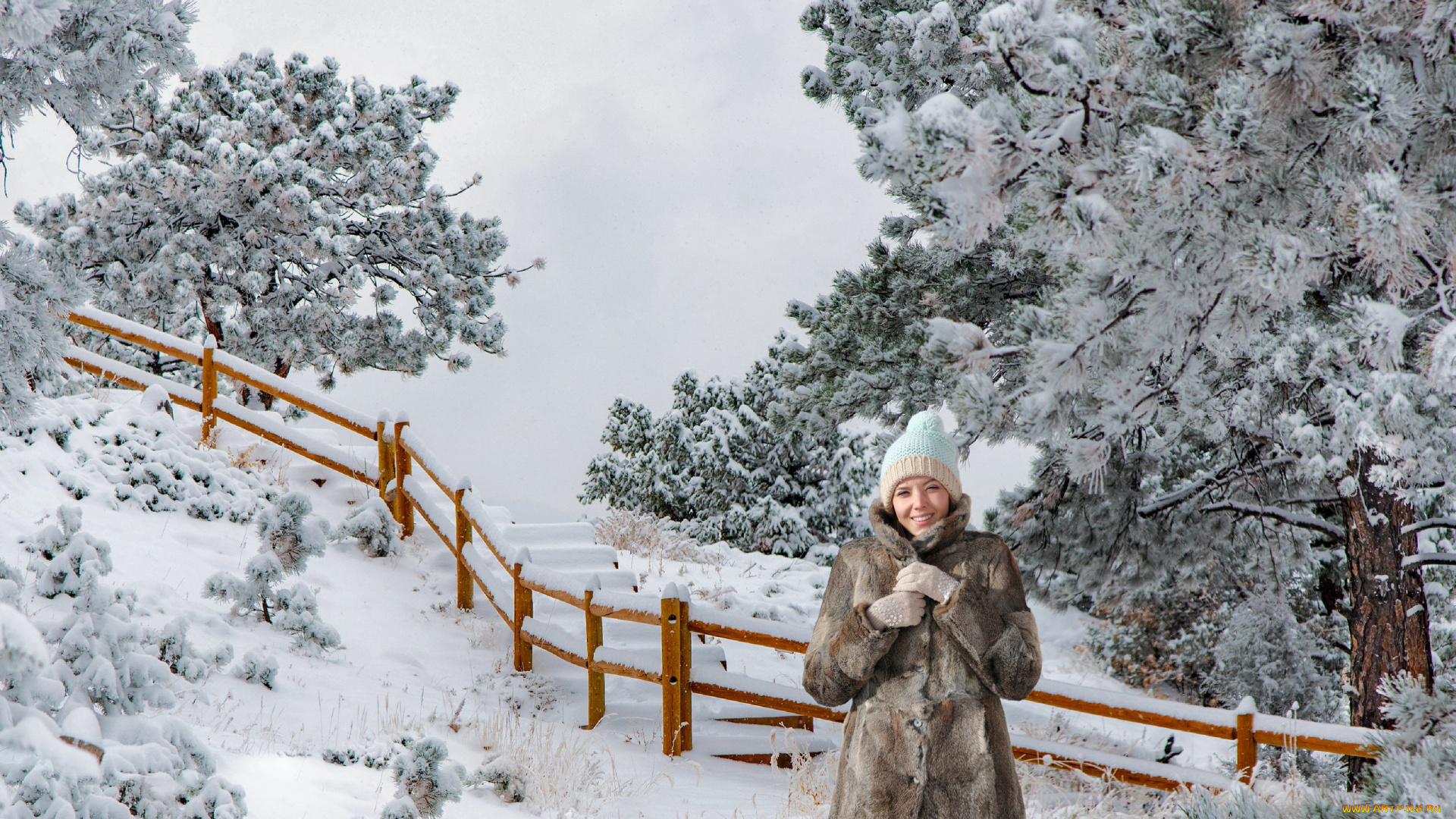 девушки, katya, clover, , катя, скаредина, зима, деревья, снег, шубка, шапочка