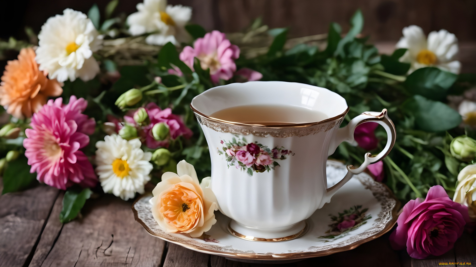 еда, напитки, , чай, цветы, чай, фарфоровая, чашка, блюдце