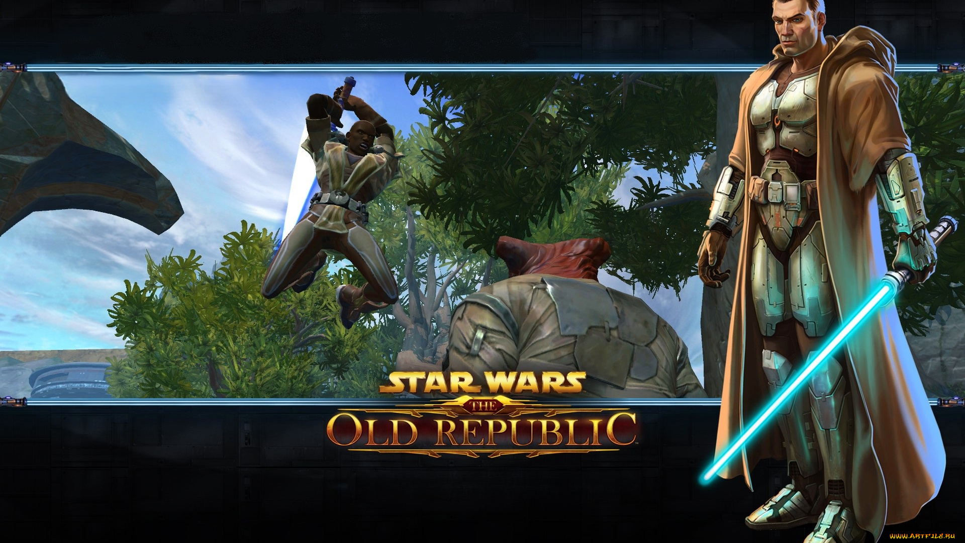 видео, игры, star, wars, , the, old, republic, джедай, рыцарь, меч, поединок, прыжок