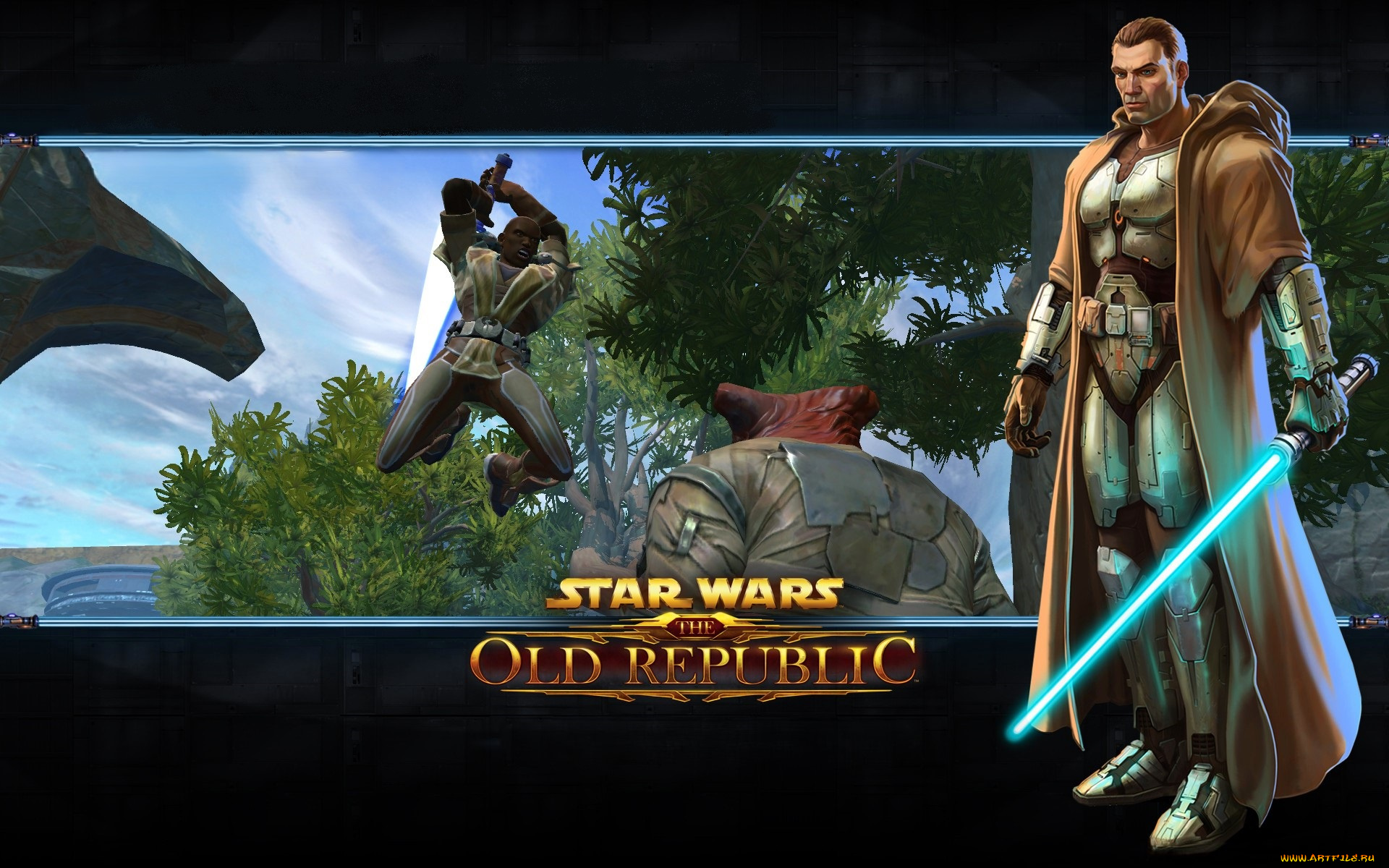 видео, игры, star, wars, , the, old, republic, джедай, рыцарь, меч, поединок, прыжок