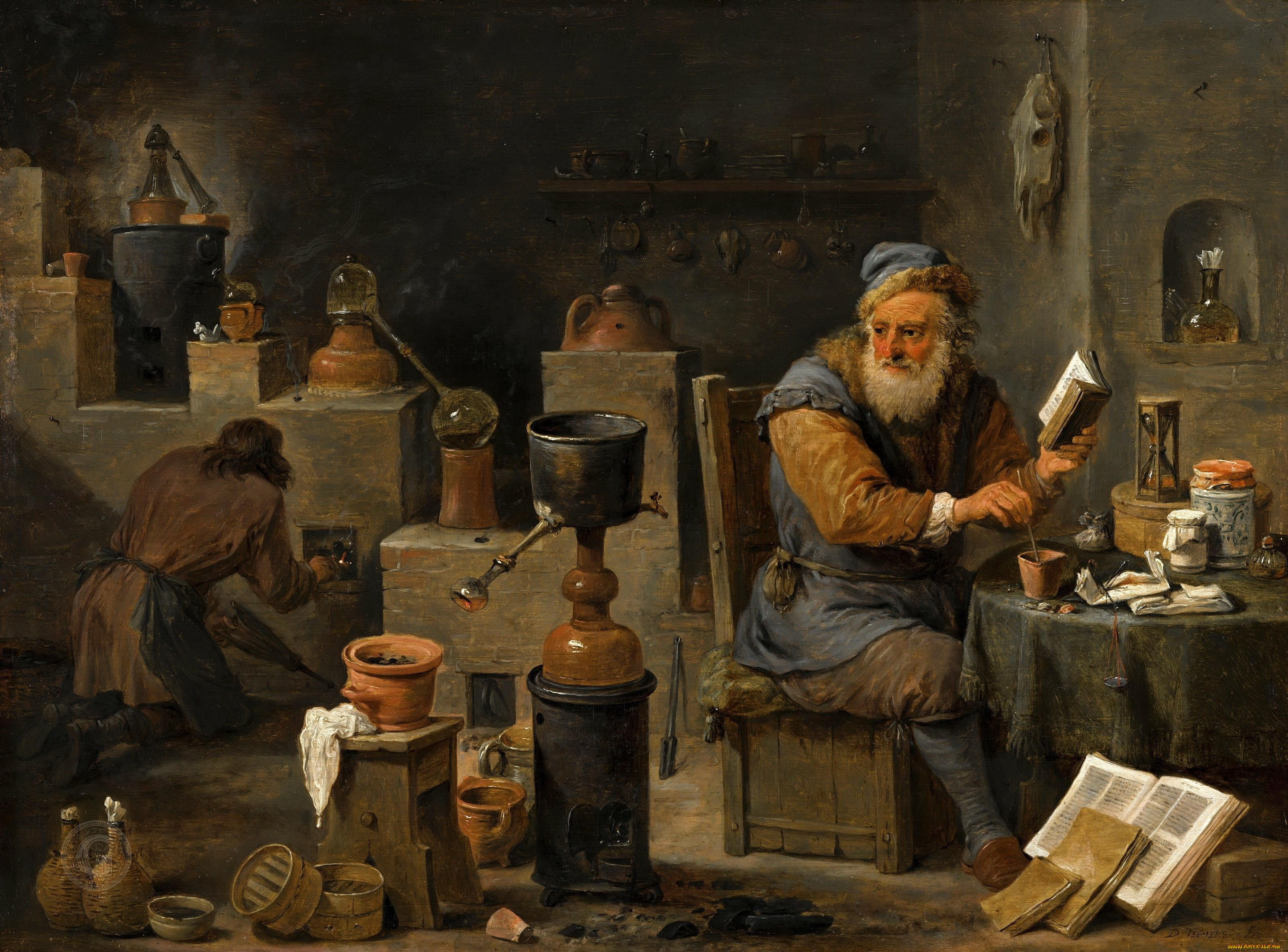 david, teniers, the, younger, рисованное, живопись, дэвид, тенирс, младший, david, teniers, the, younger, алхимик, oколо, королевская, галерея, маурицхeйс