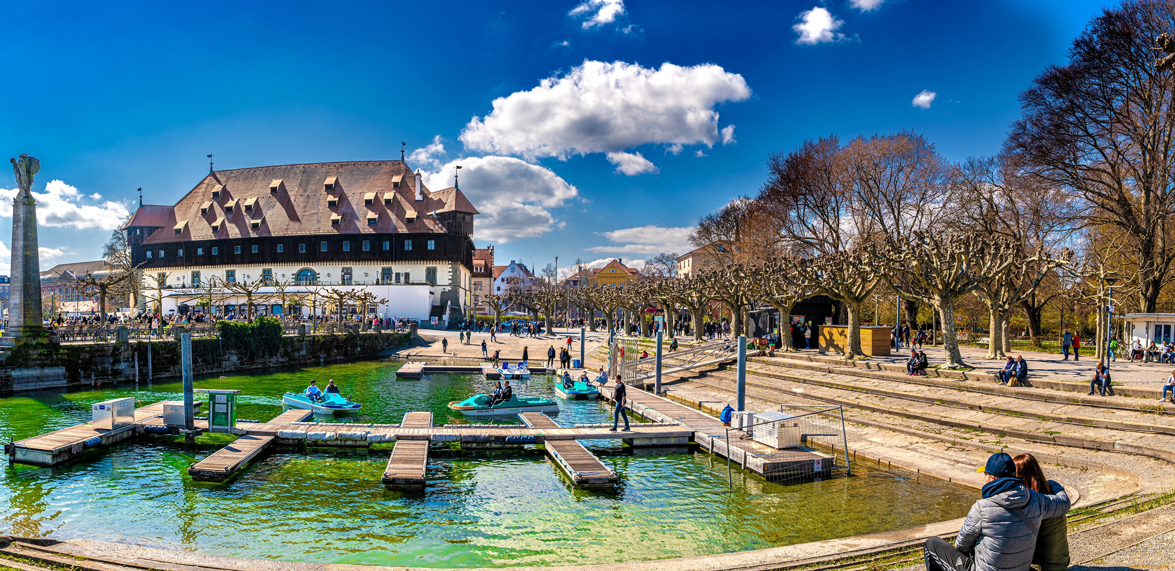 констанц, , германия, города, -, улицы, , площади, , набережные, германия, парк, люди, дома, деревья, пруд