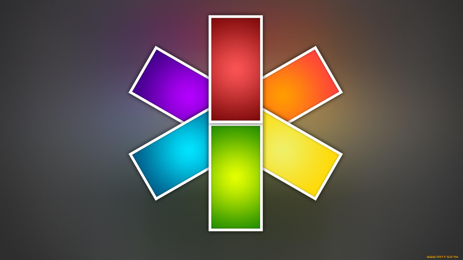 3д, графика, abstract, абстракции, снежинка, разноцветные, прямоугольники