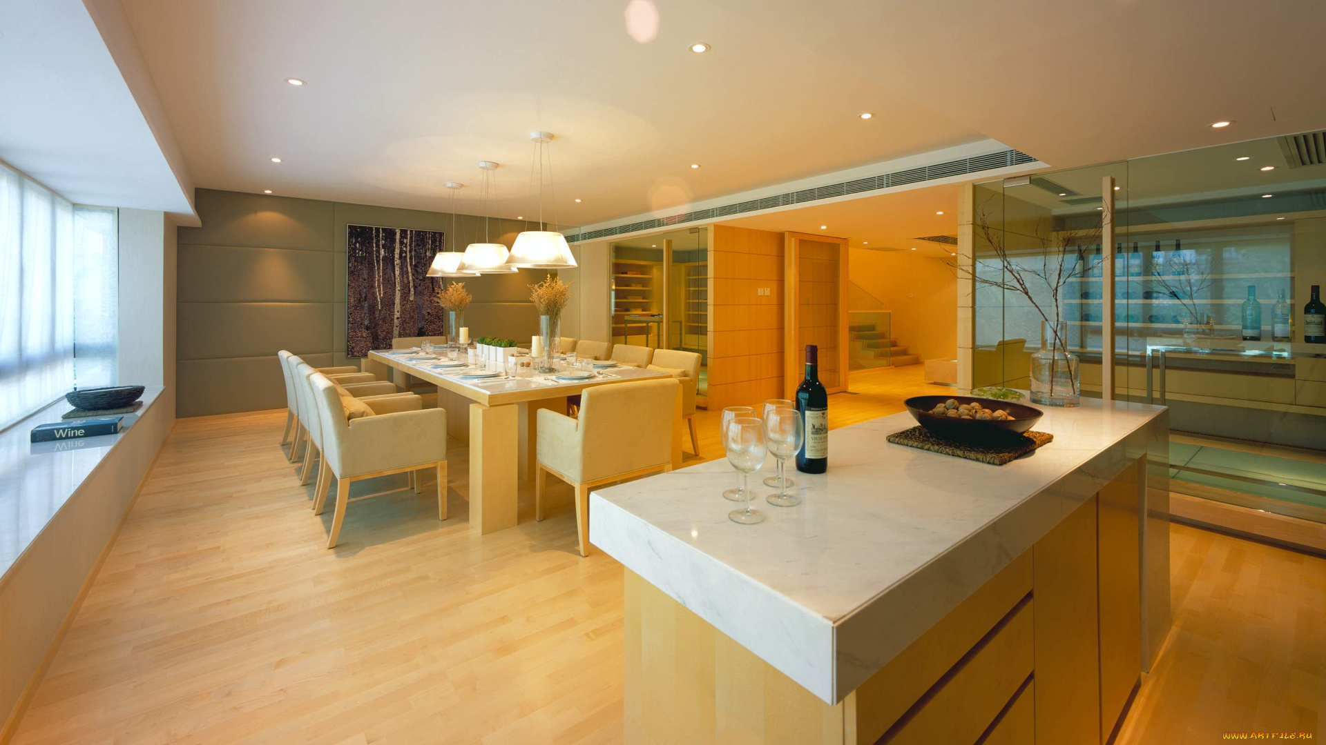 интерьер, столовая, стулья, стол