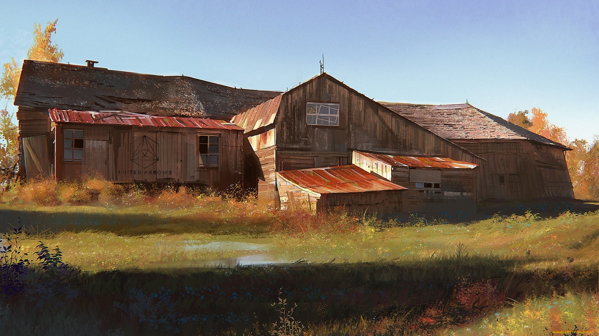 разное, сооружения, постройки, трава, осень, дом, постройка, амбар, сарай, yohann, schepacz