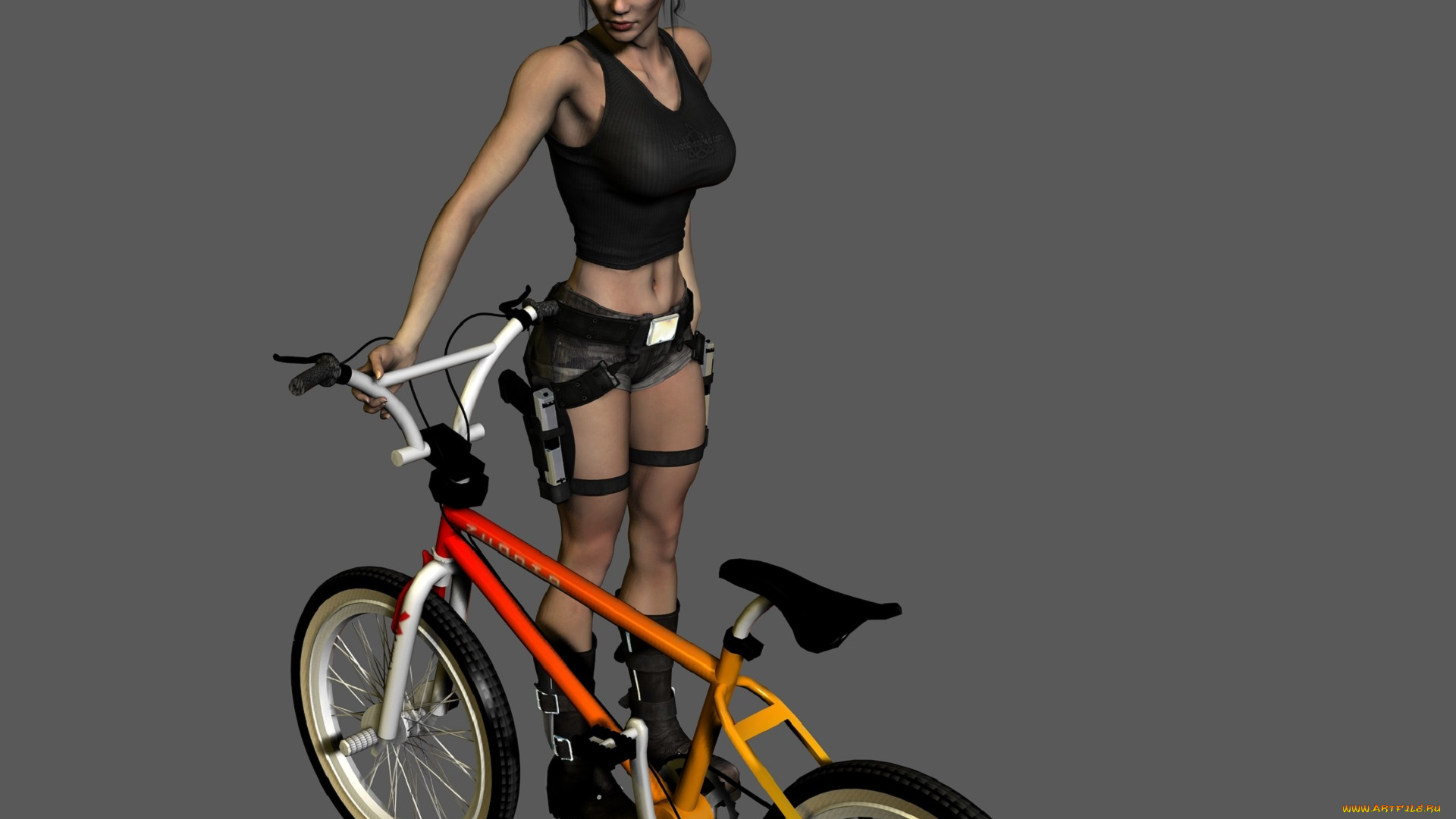 3д, графика, people, , люди, велосипед, девушка