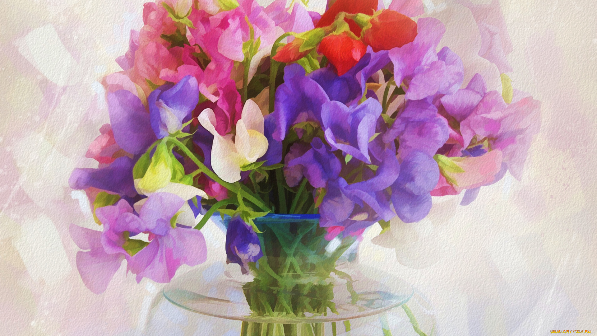 рисованные, цветы, душистый, горошек