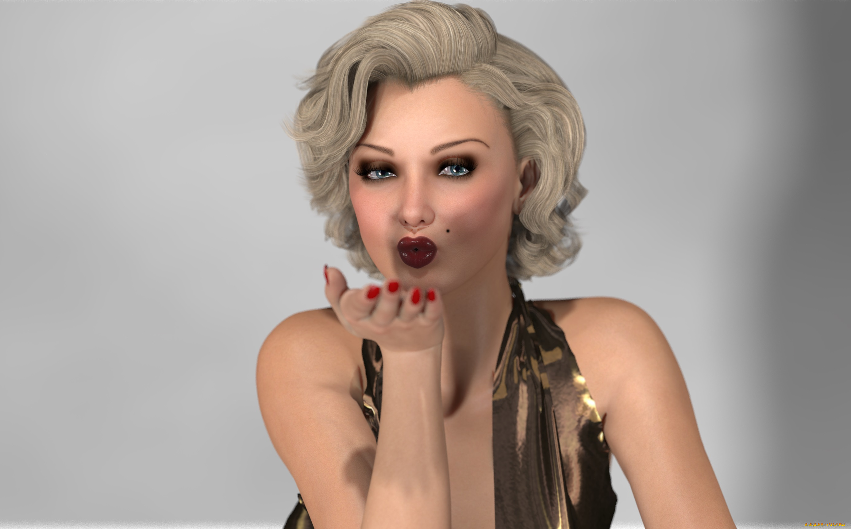 3д, графика, portraits, , портрет, блондинка, девушка, взгляд