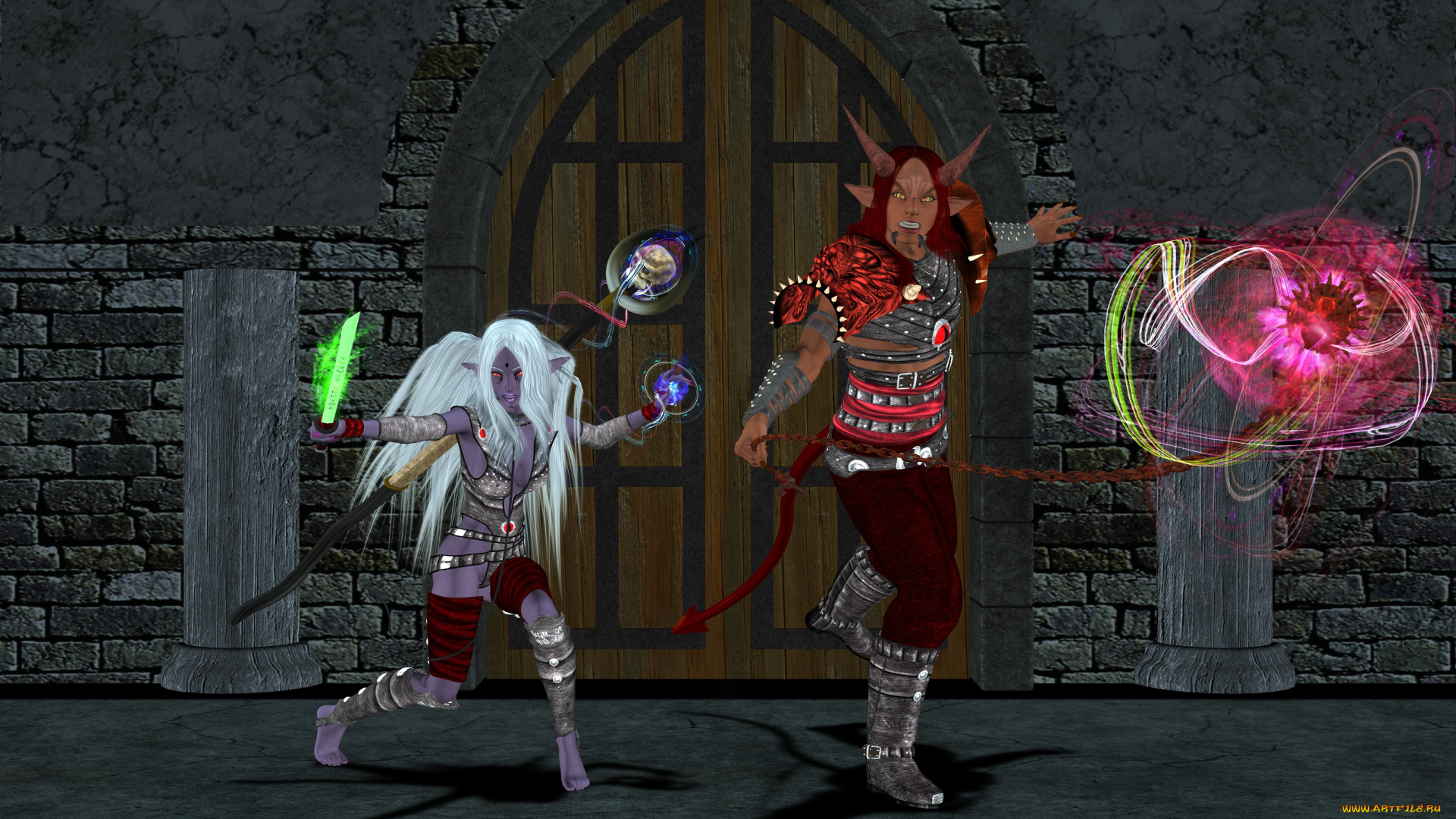 3д, графика, эльфы, , elves, эльфы, взгляд, магия, улица