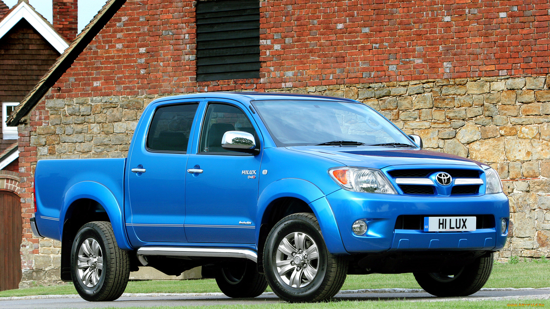 автомобили, toyota, double, hilux, синий, uk-spec, cab