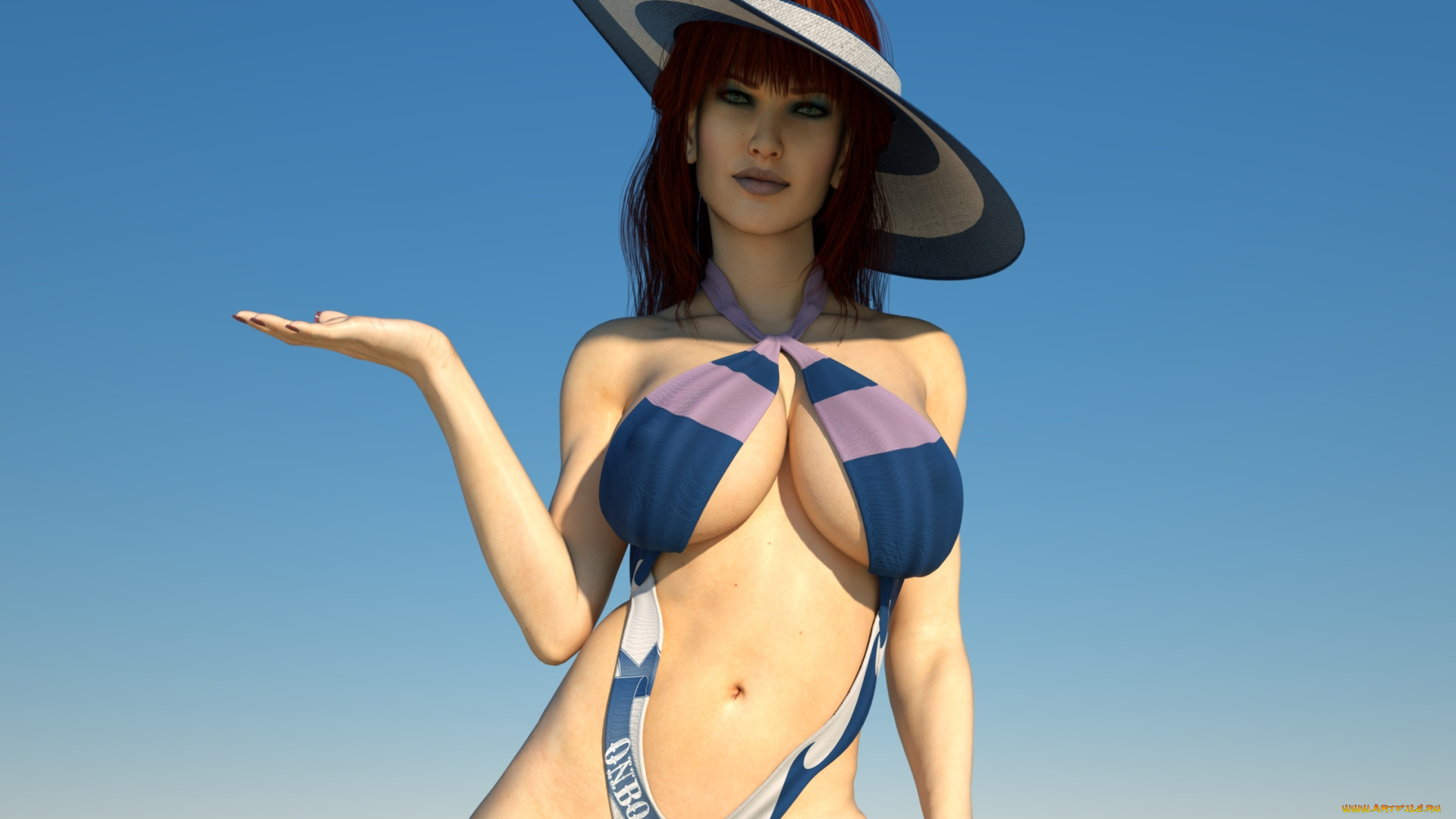 3д, графика, люди, , people, девушка, шляпа, фон, взгляд