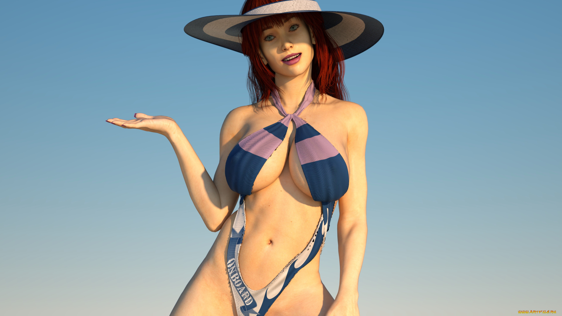 3д, графика, люди, , people, шляпа, фон, взгляд, девушка