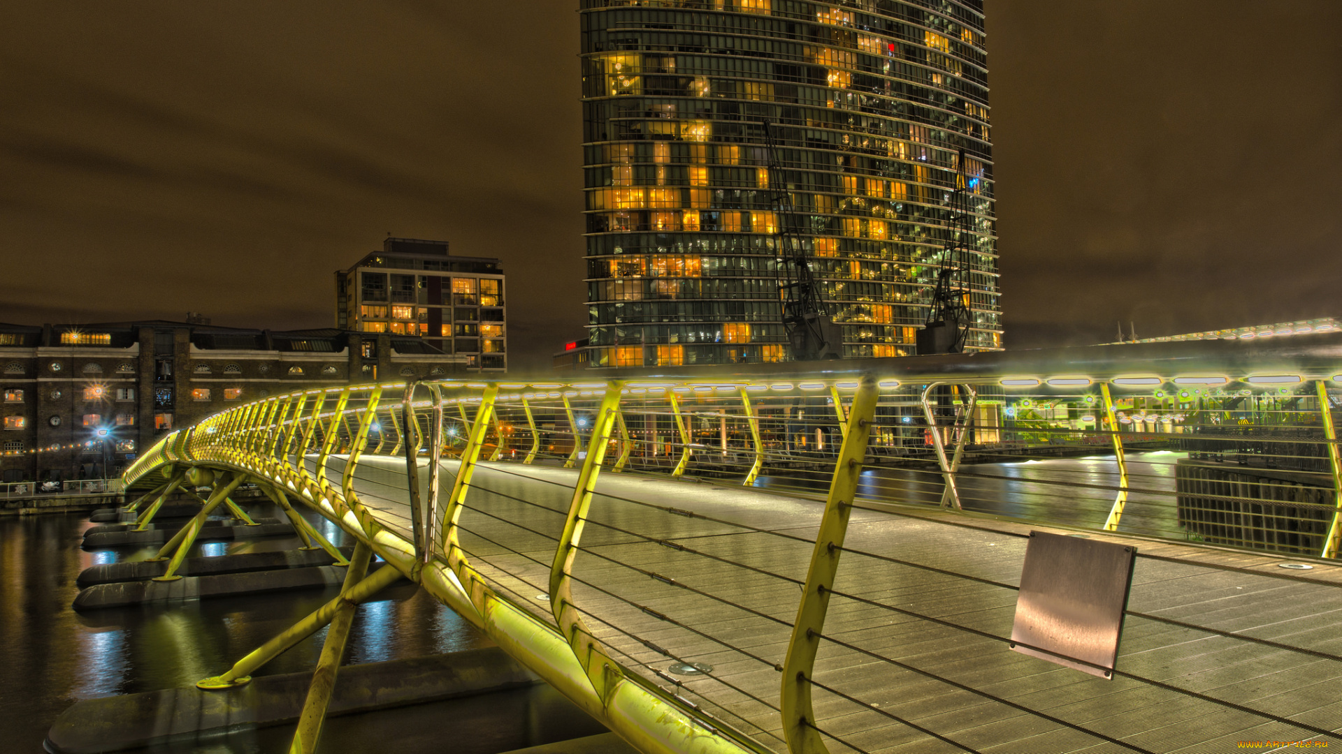 города, -, мосты, мост, ночь, река