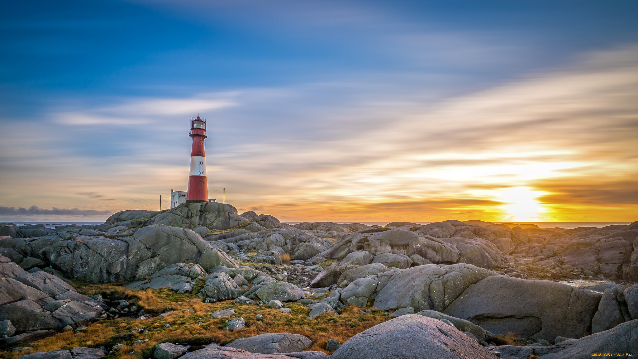 природа, маяки, рассвет