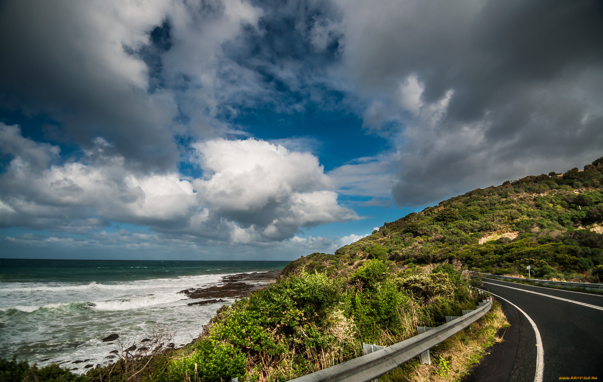 природа, дороги, шоссе, побережье