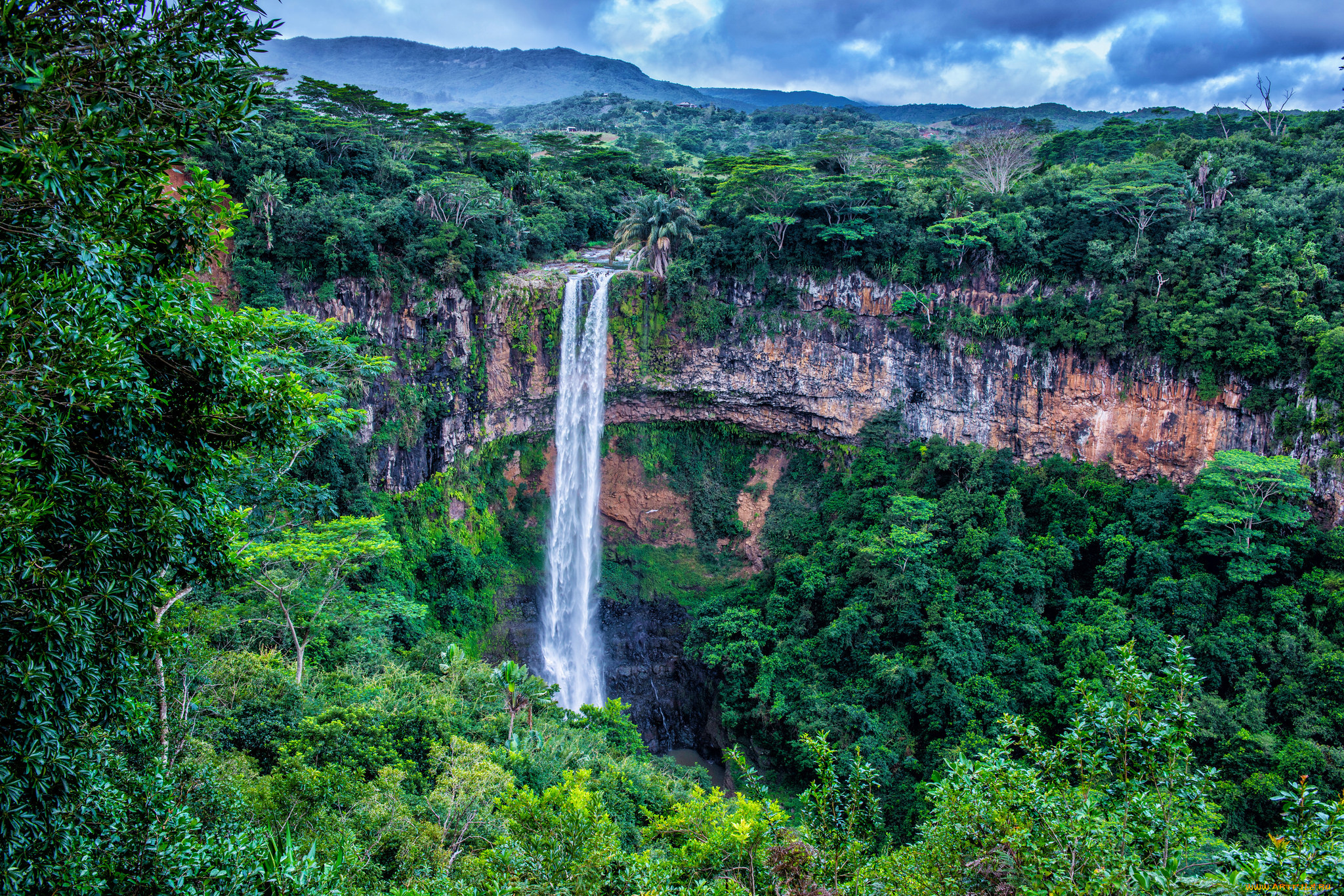 природа, водопады, водопад, река, лес