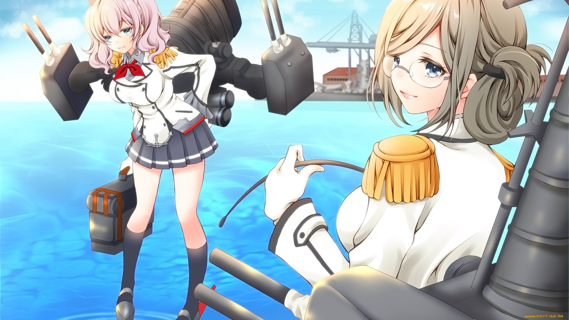 аниме, kantai, collection, фон, взгляд, девушка