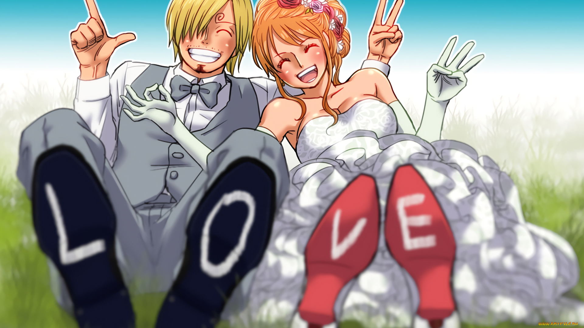 аниме, one, piece, двое