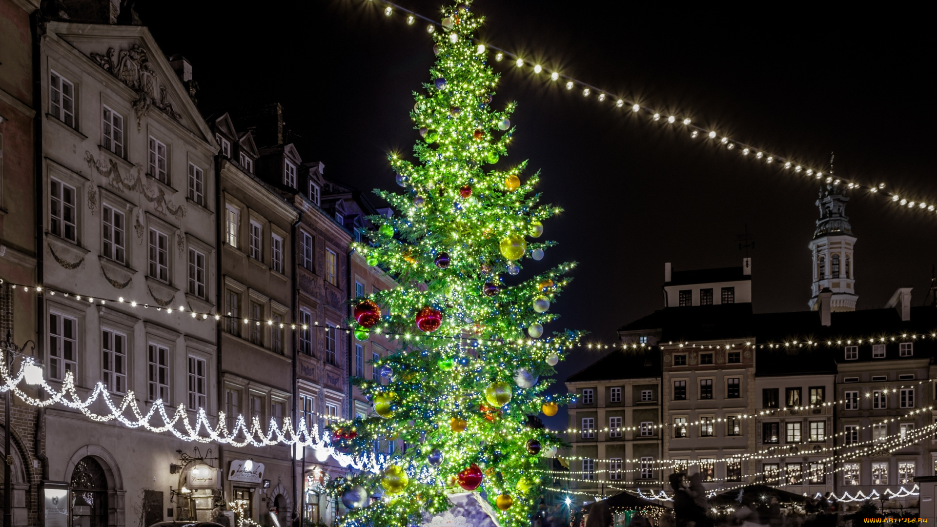праздничные, Ёлки, пейзаж, город, новый, год, рождество, елка