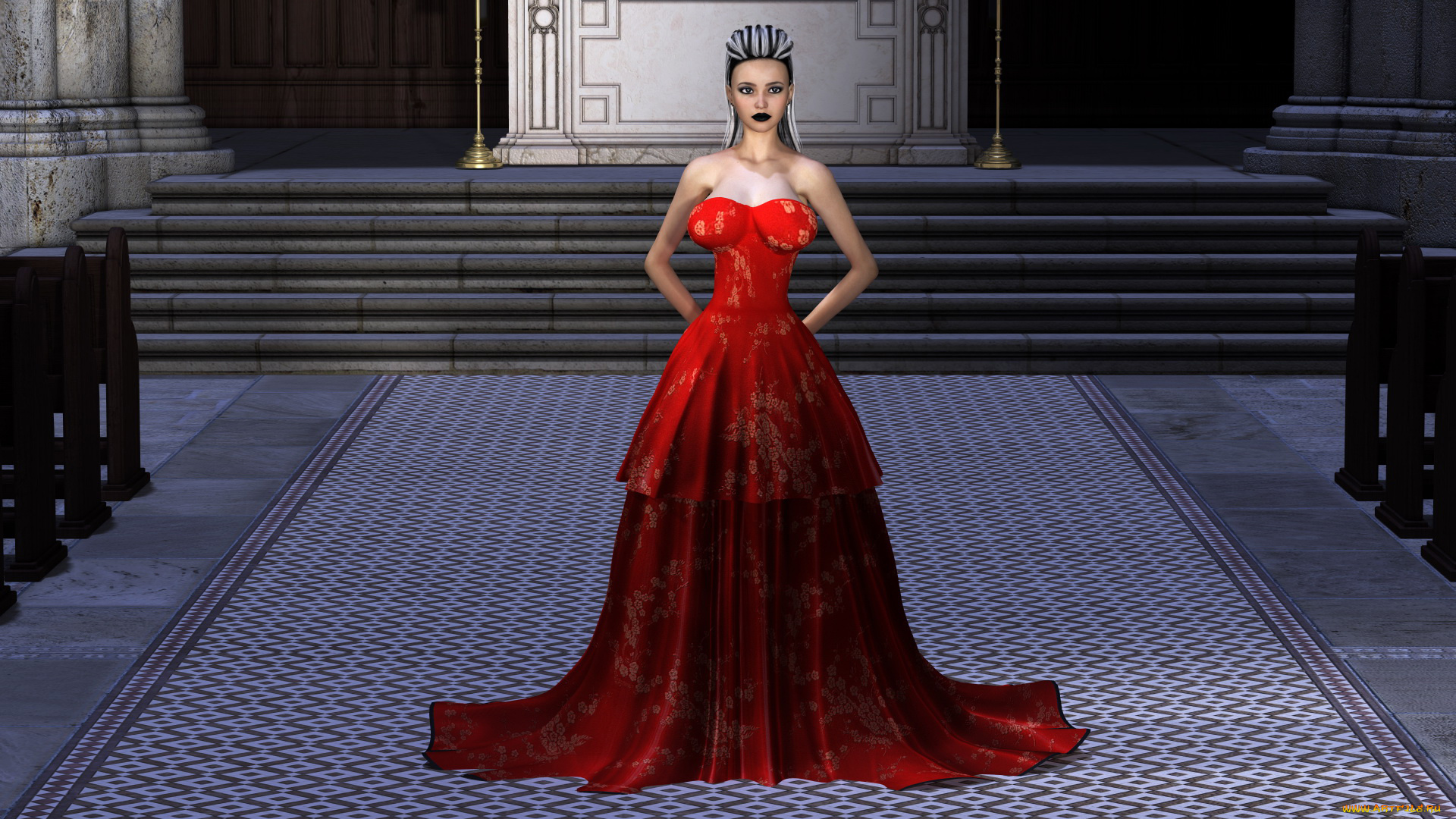 3д, графика, люди, , people, девушка, фон, взгляд, платье