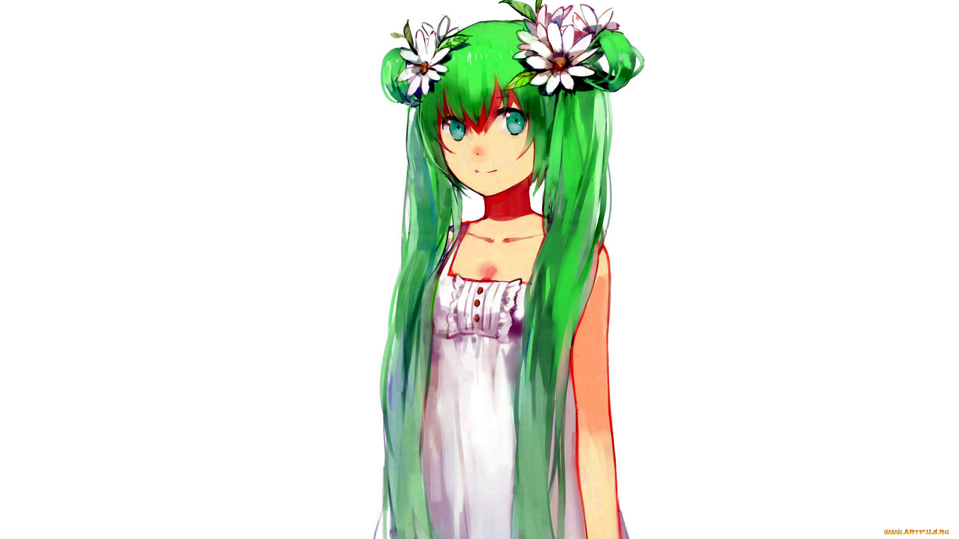 аниме, vocaloid, девочка, цветы, сарафан