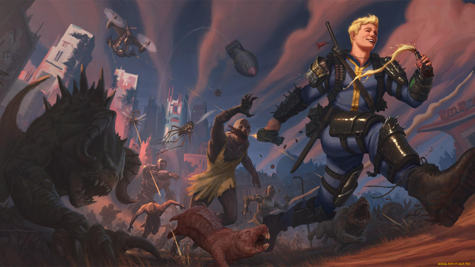 видео, игры, fallout, 4, погоня, оружие, монстры