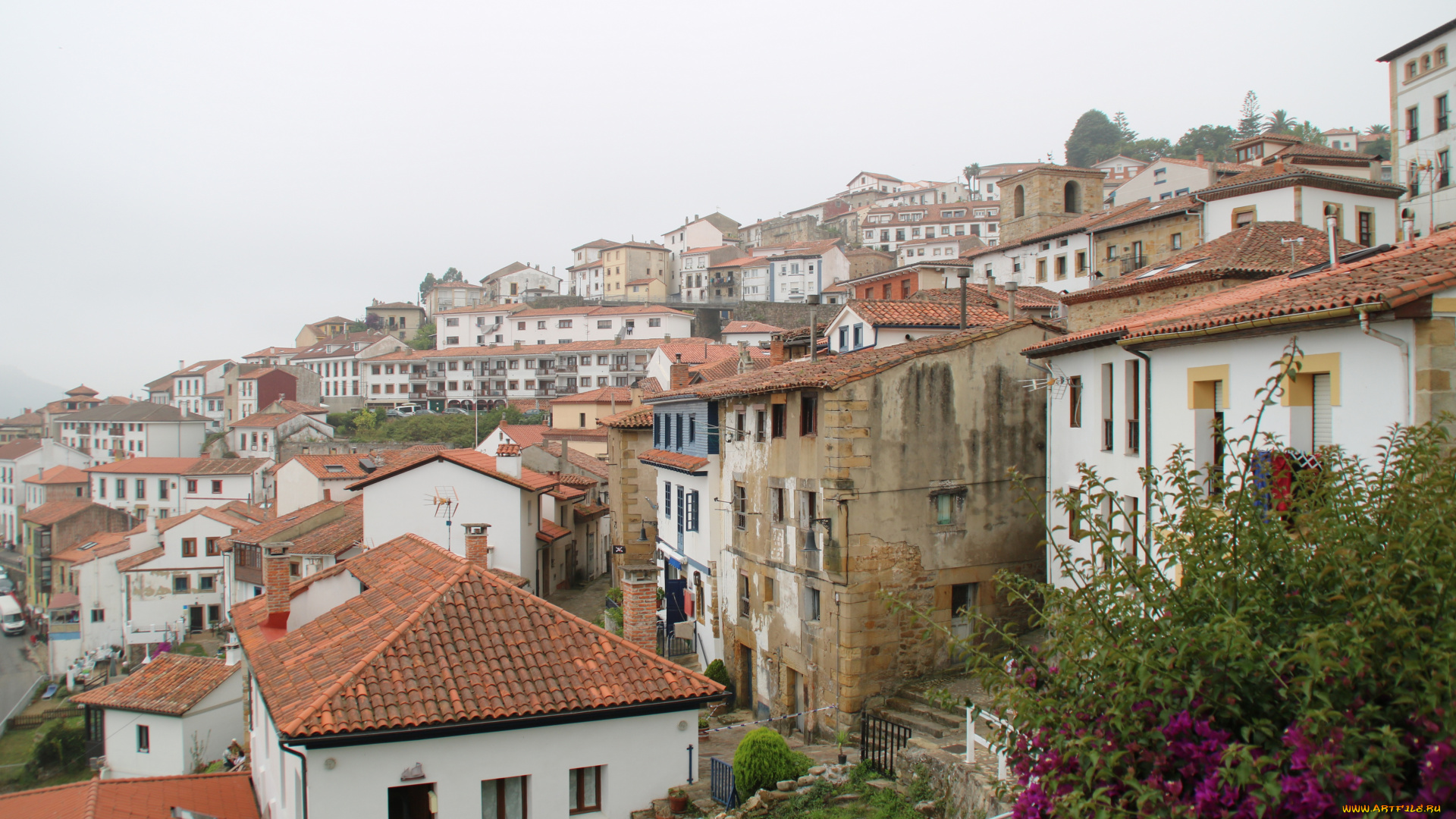 города, -, здания, , дома, архитектура, побережье, княжество, астурия, испания