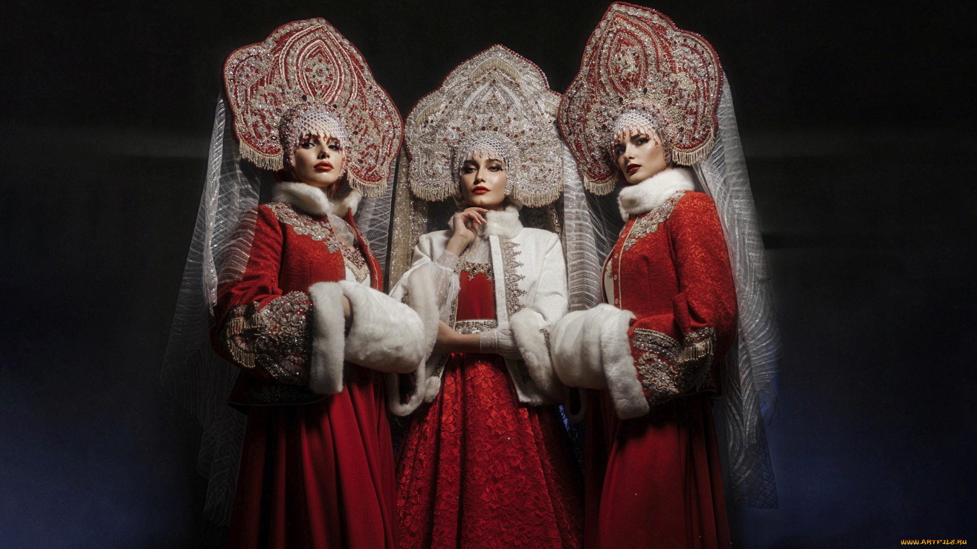 девушки, -, снегурочки, снегурочки, трио