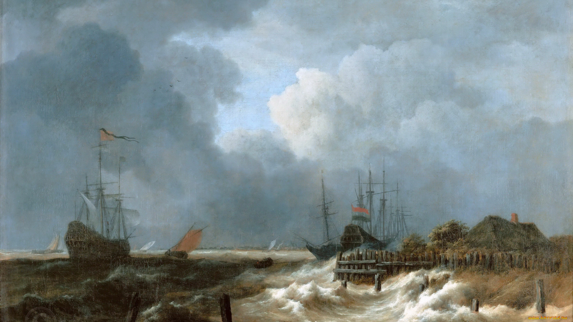 jakob, van, isaacs, ruisdael, рисованное, живопись, лувр, рейсдаль, якоб, исакс, ван, 1628, 29, харлем, 1682, амстердам, шторм