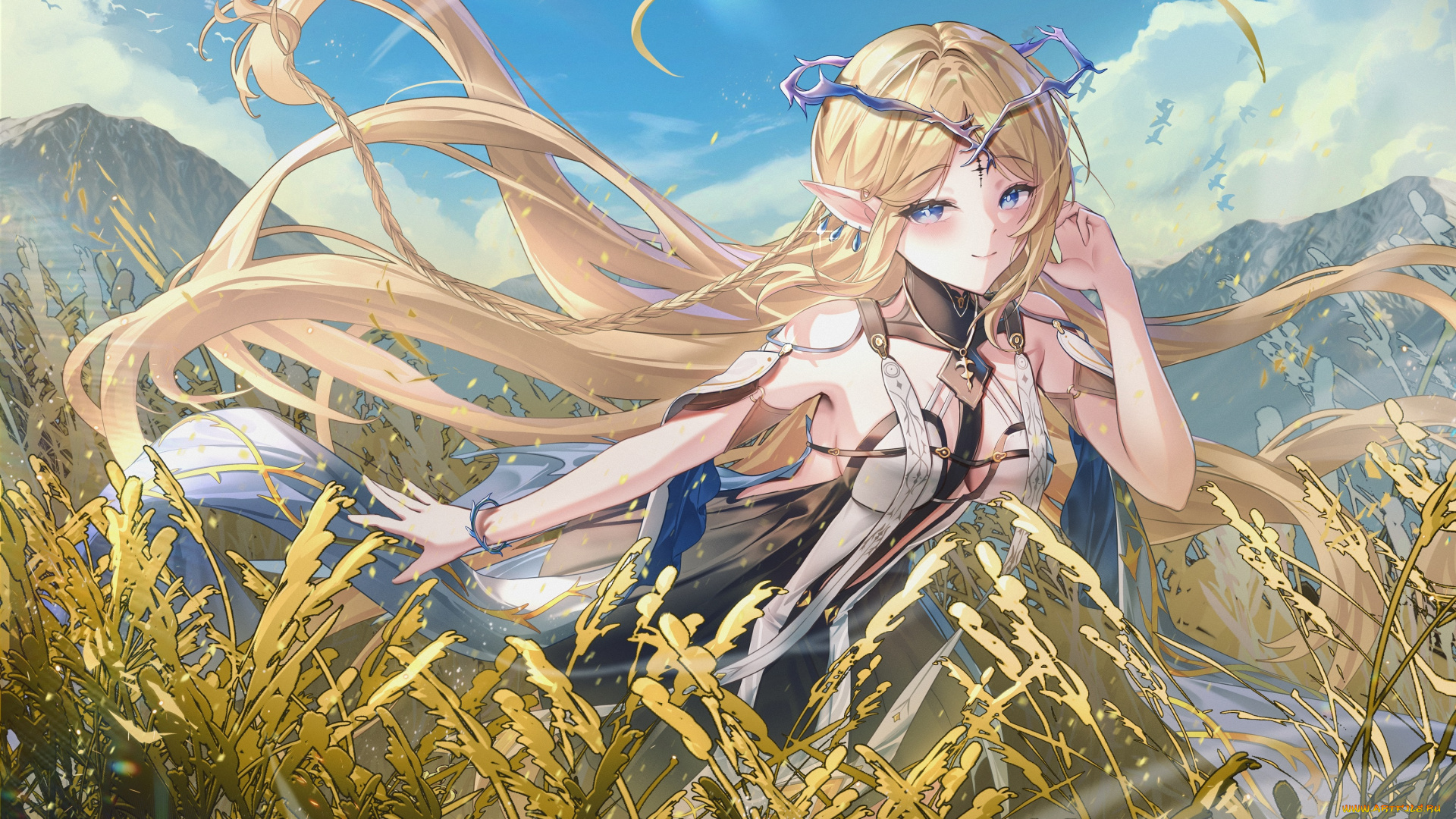 аниме, wuthering, waves, девушка