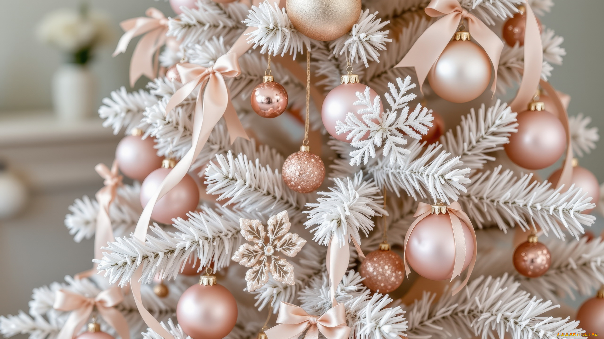 автор, wp, stl, 3д, графика, праздники, , holidays, елка, серебристая, шарики, банты