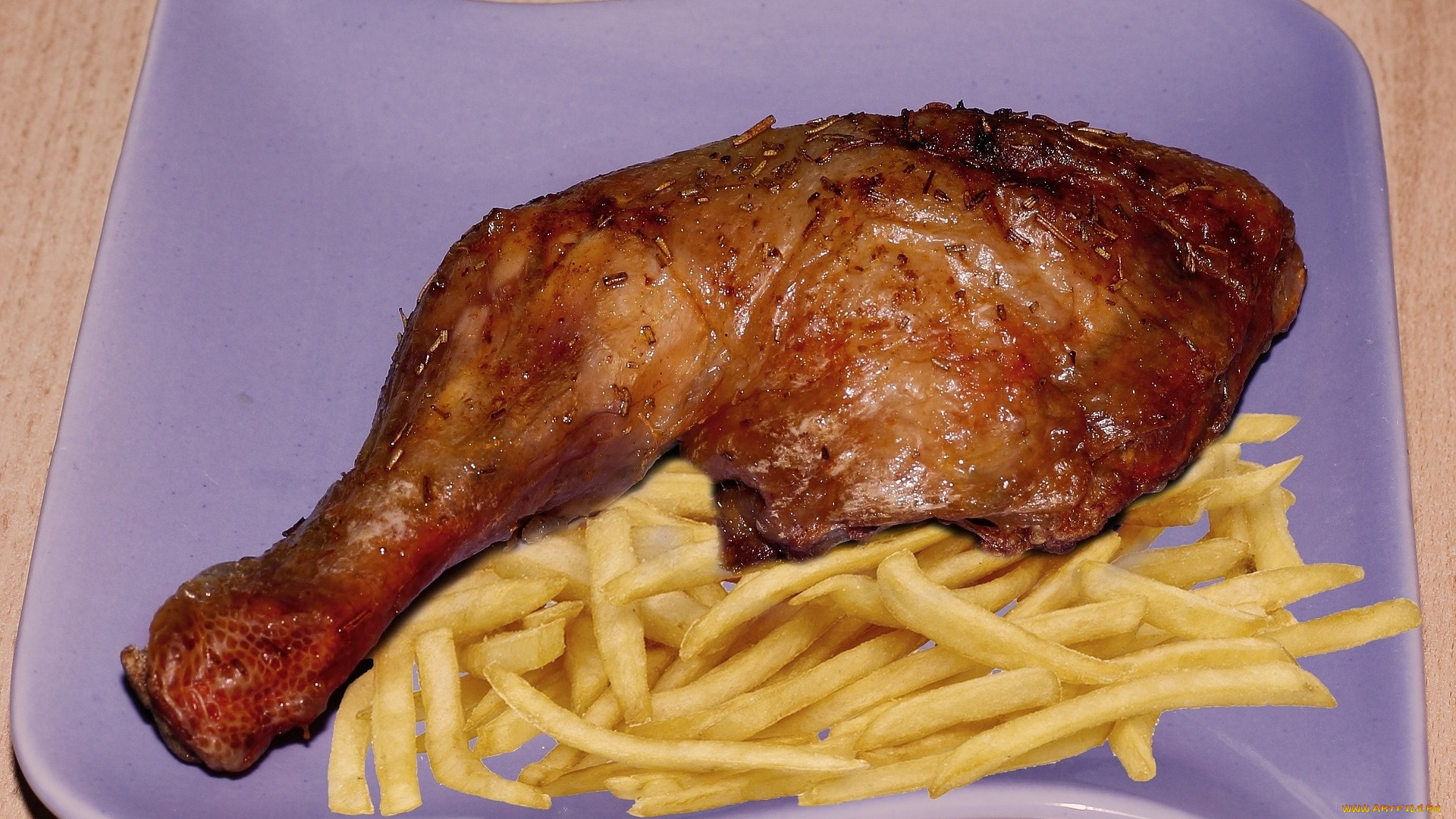 еда, мясные, блюда, картофель, фри, жареная, куриная, ножка