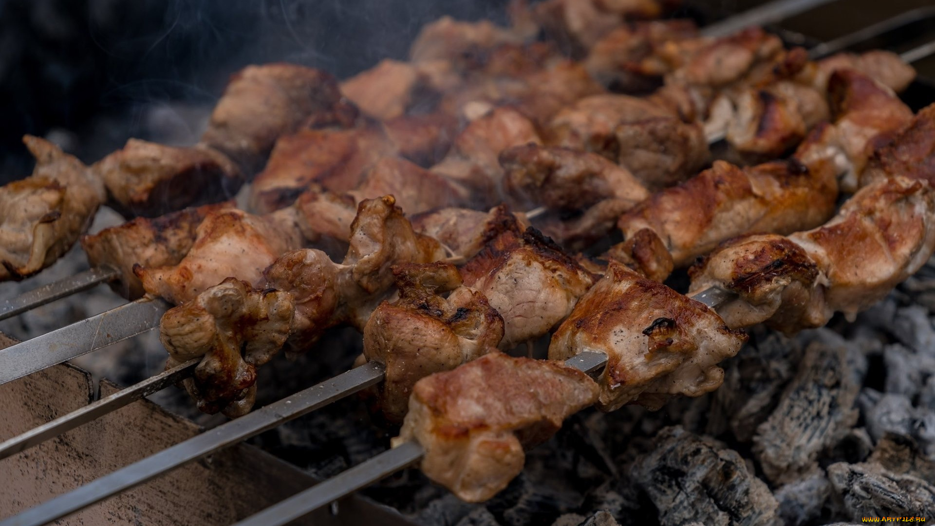 еда, шашлык, , барбекю, угли, шампуры