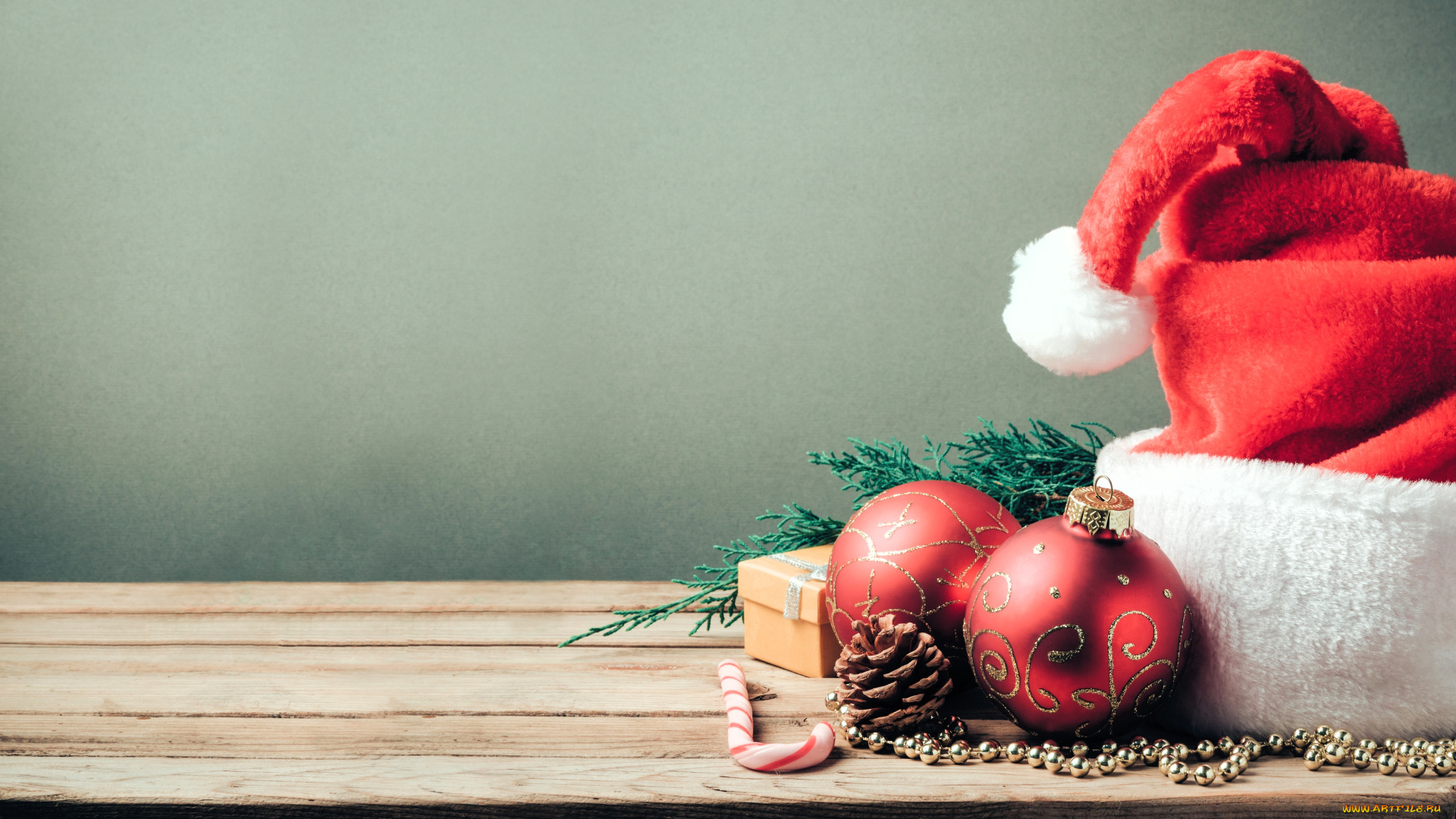 праздничные, -, разное, , новый, год, стол, шапка, ветки, шарики, подарки, шишка