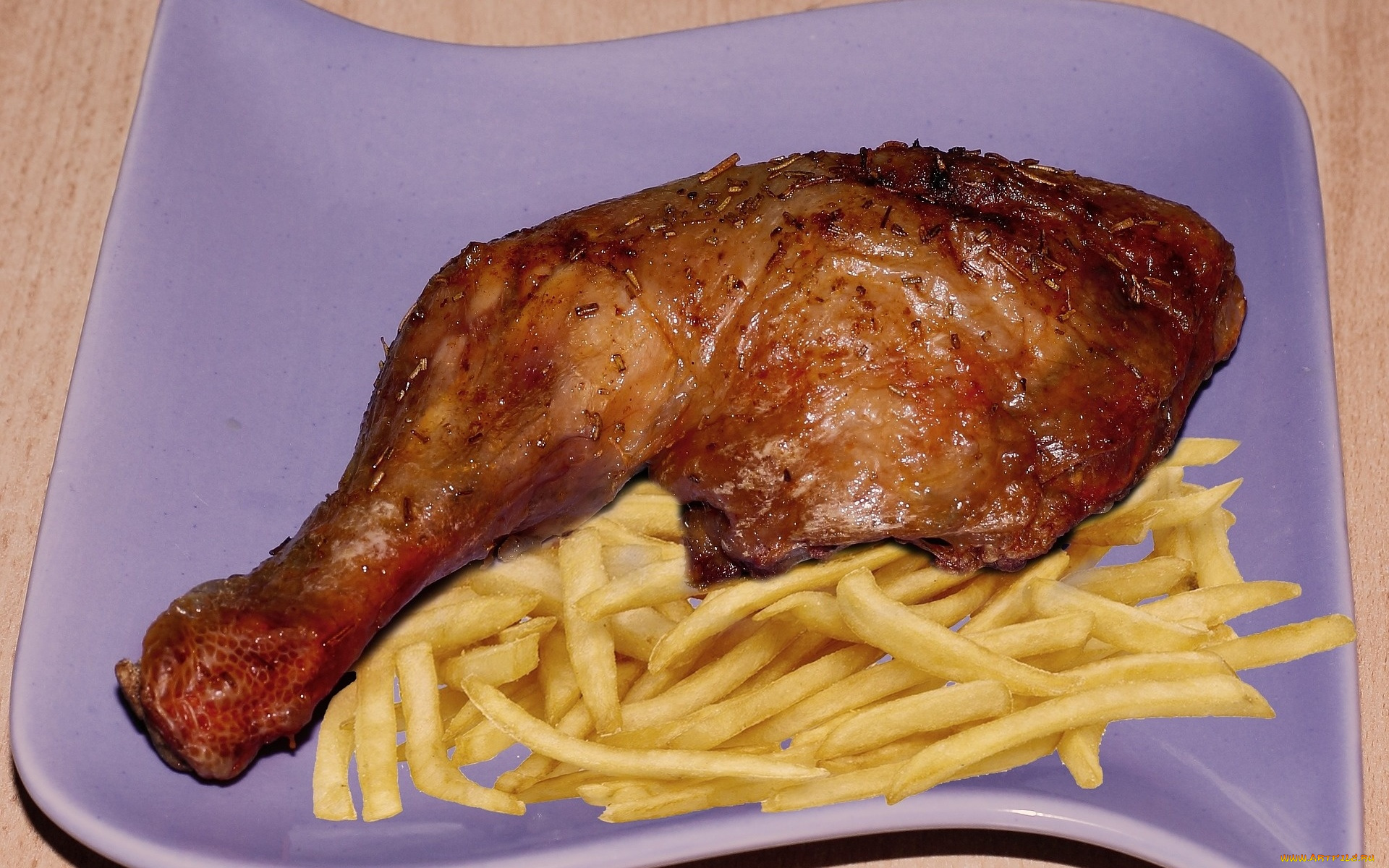 еда, мясные, блюда, картофель, фри, жареная, куриная, ножка