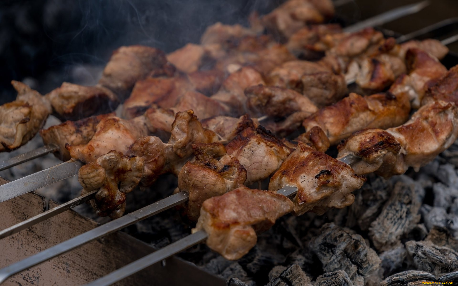 еда, шашлык, , барбекю, угли, шампуры