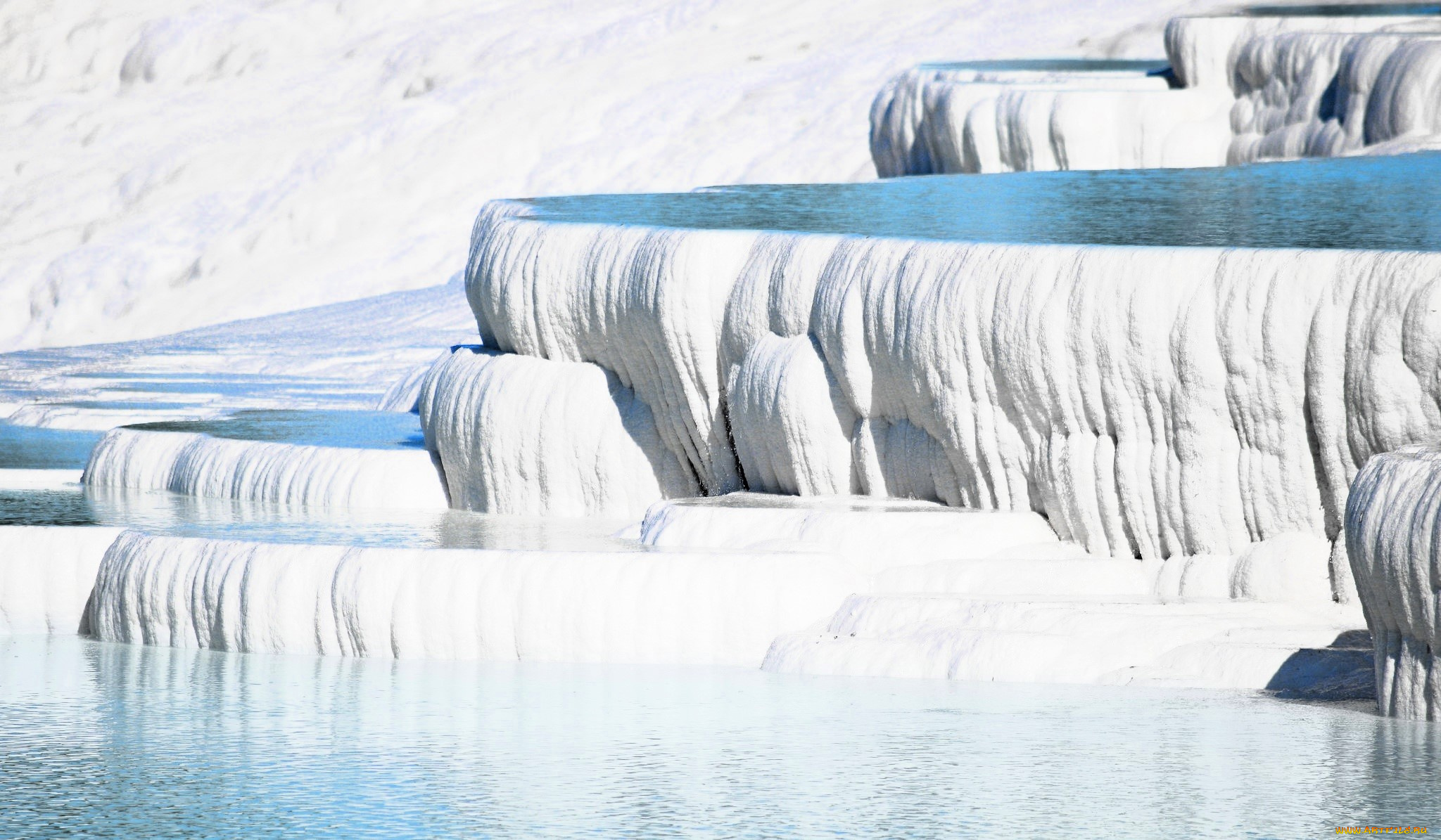 3д, графика, природа, , nature, водопад, лед, уступы