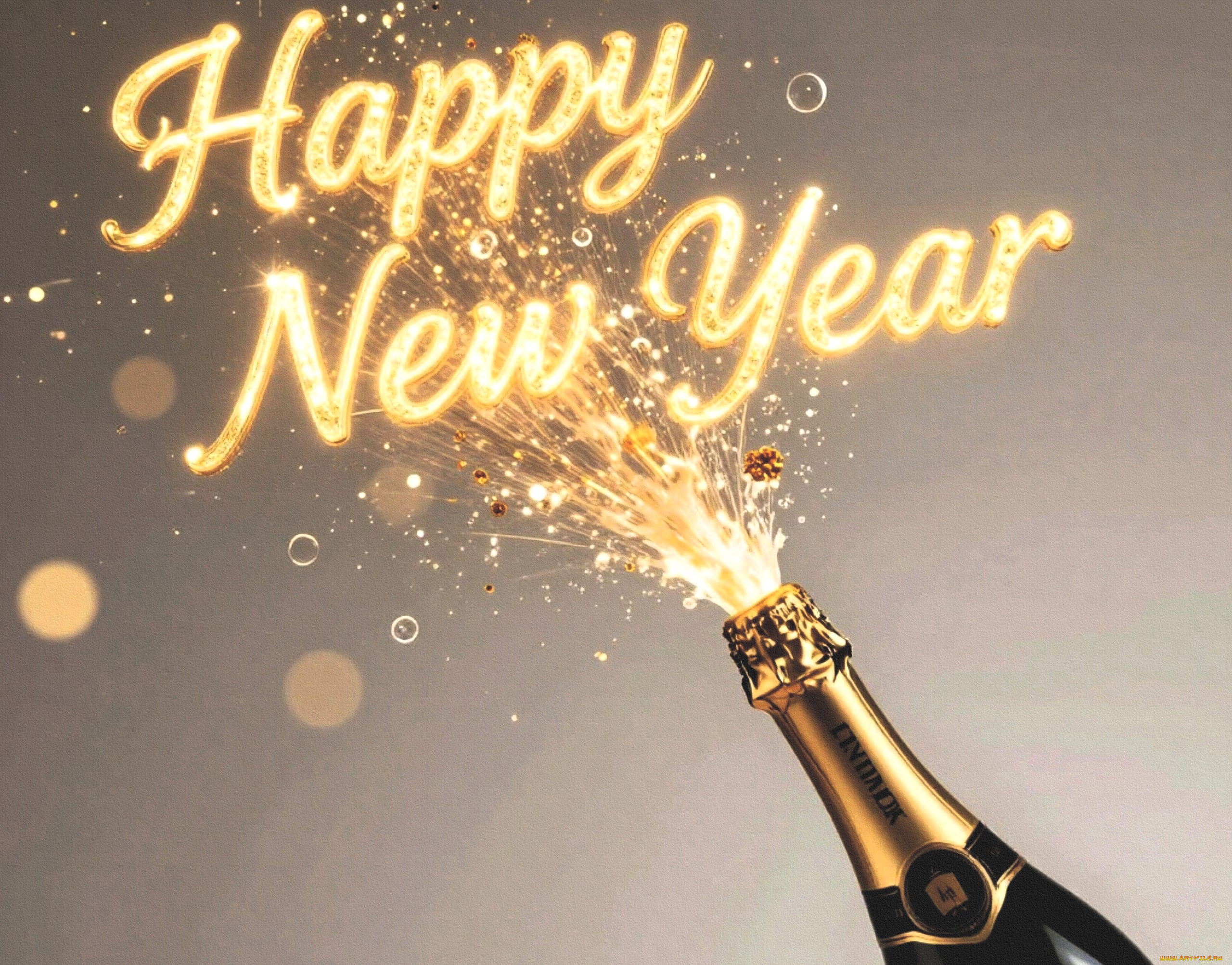 праздничные, -, разное, , новый, год, поздравление, бутылка, шампанское, искры