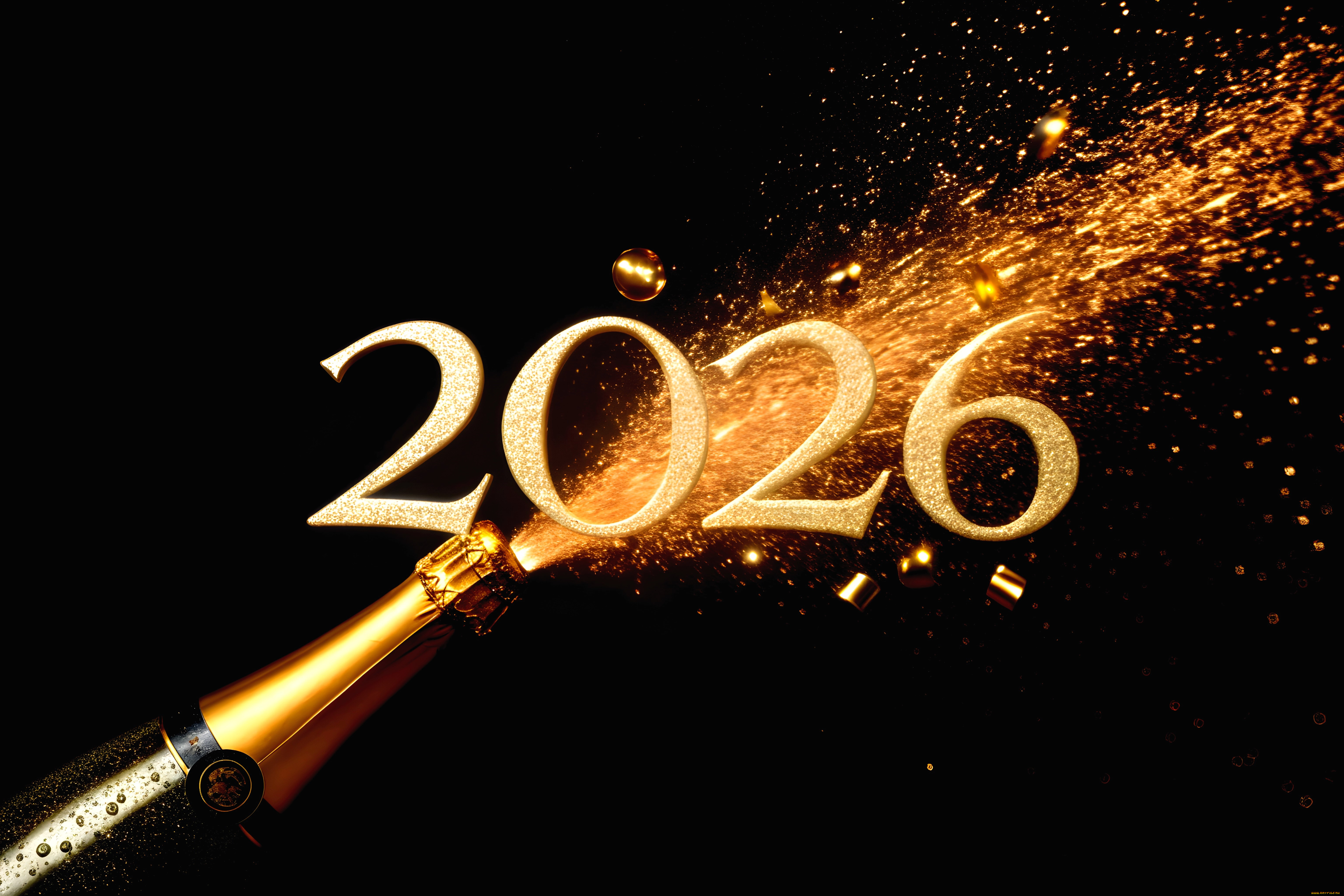 праздничные, -, разное, , новый, год, год, цифры, искры, бутылка, шампанское