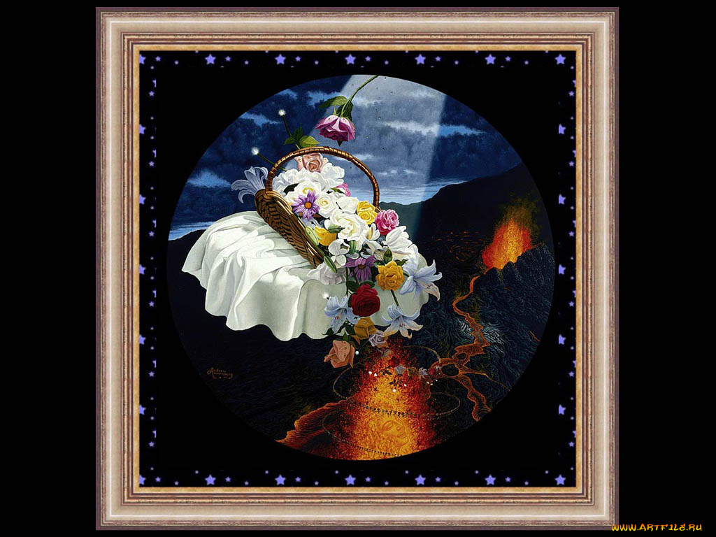 рисованные, цветы