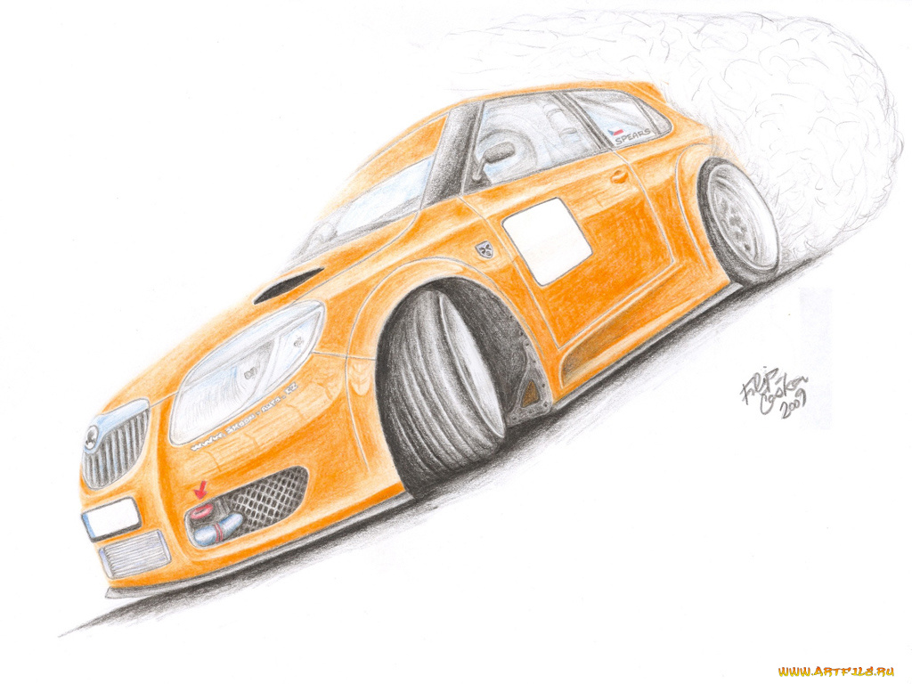 автомобили, рисованные