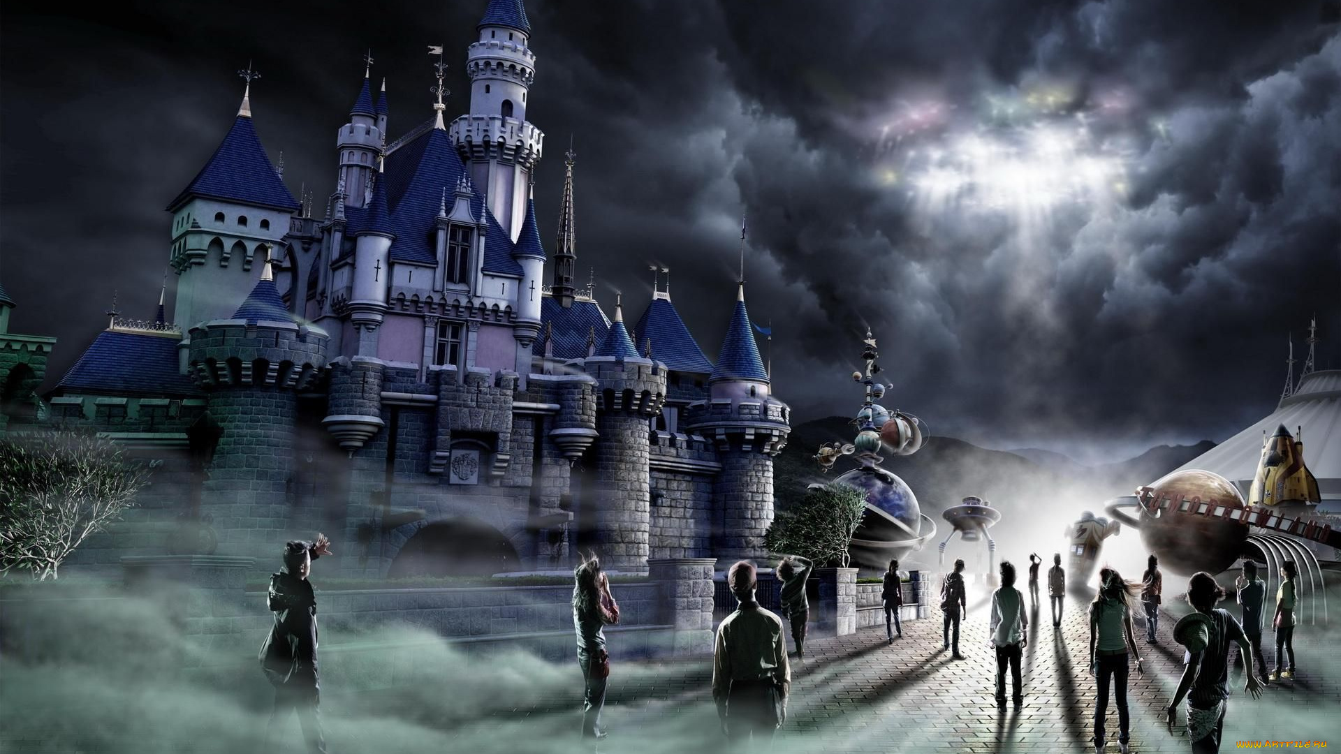 фэнтези, замки, замок, люди