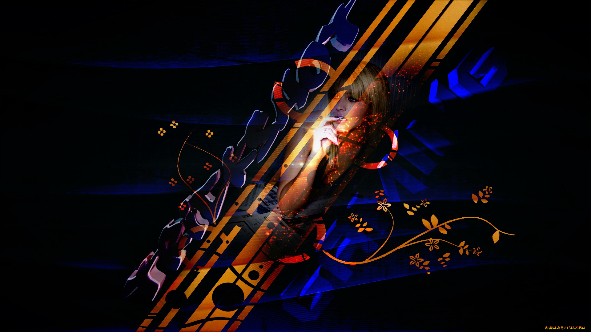 разное, компьютерный, дизайн, графика, девушка