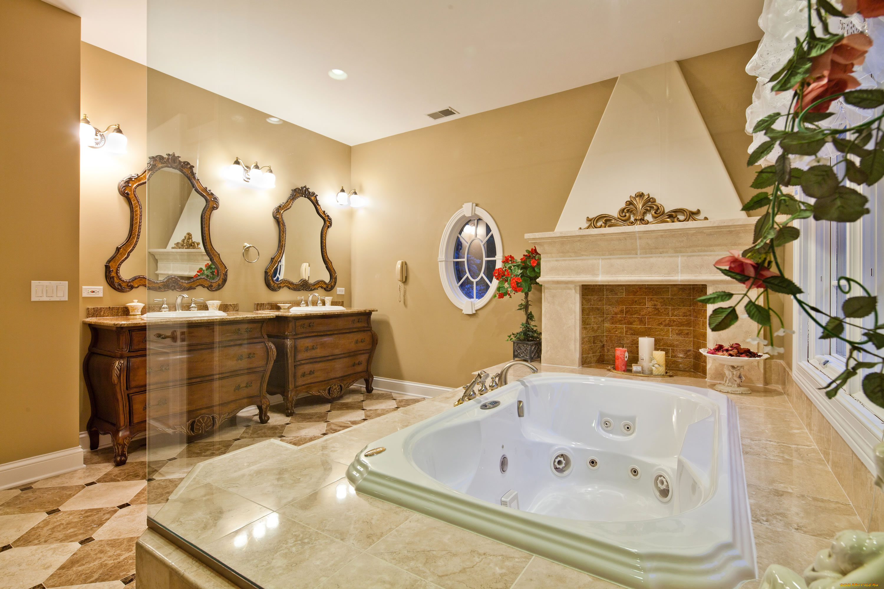 интерьер, ванная, туалетная, комнаты, джакузи