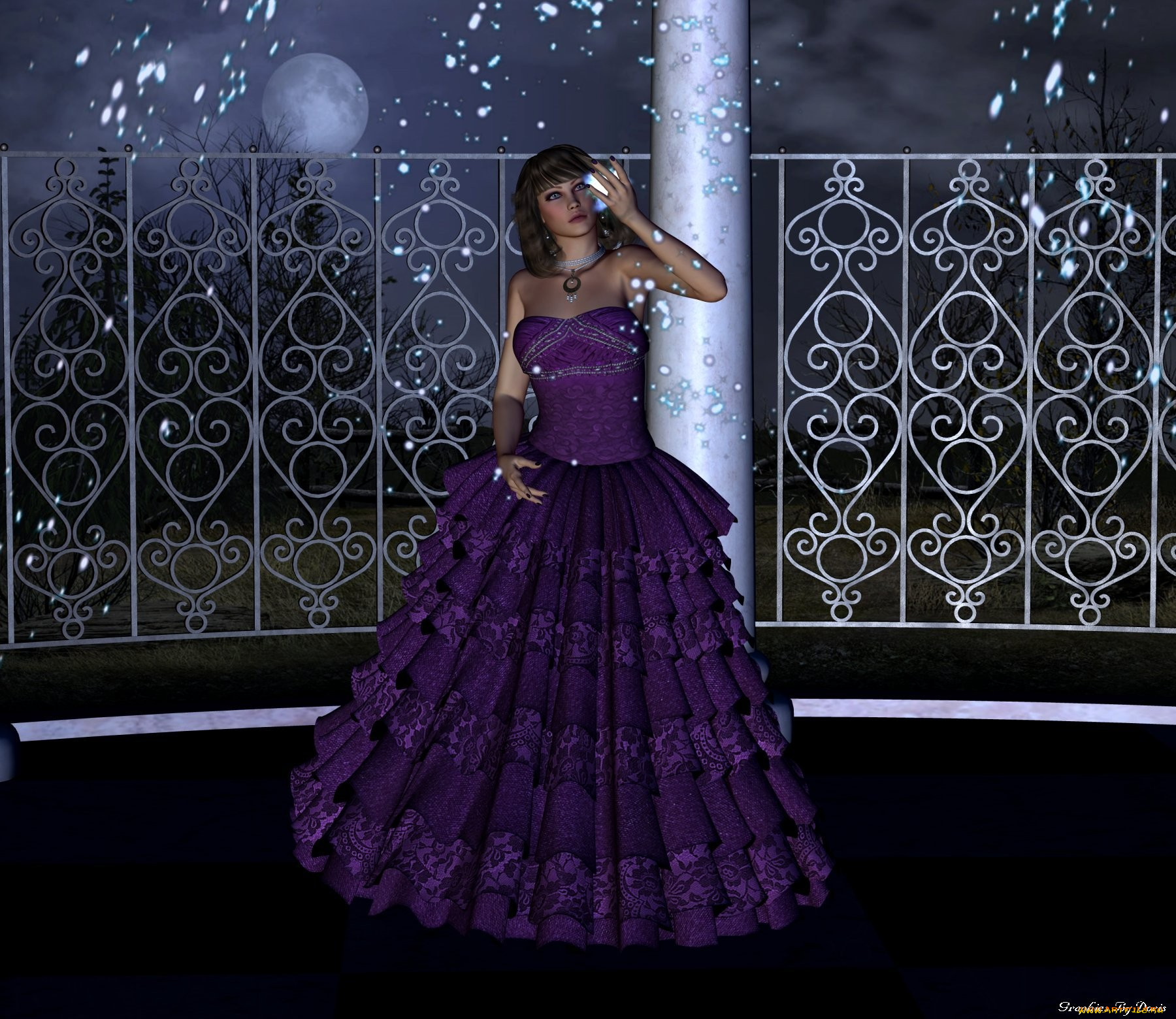 3д, графика, people, люди, девушка, забор