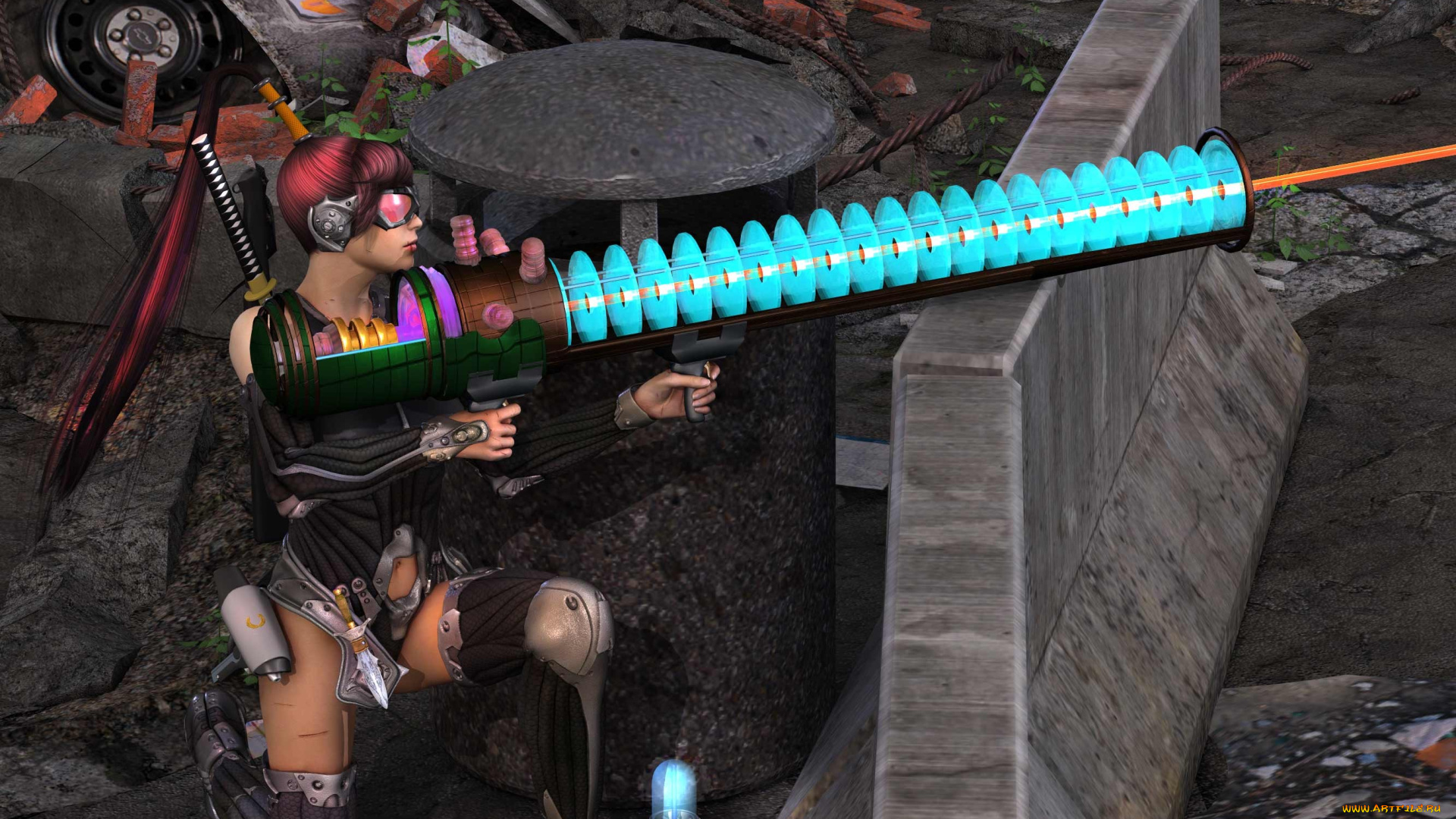 3д, графика, fantasy, фантазия, оружие, девушка